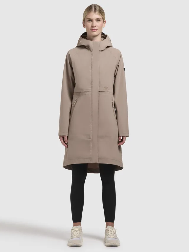 khujo-harpe-coat-gray-beige-kurzer-slim-fit-mantel-mit-taillen-kordelzug image 1