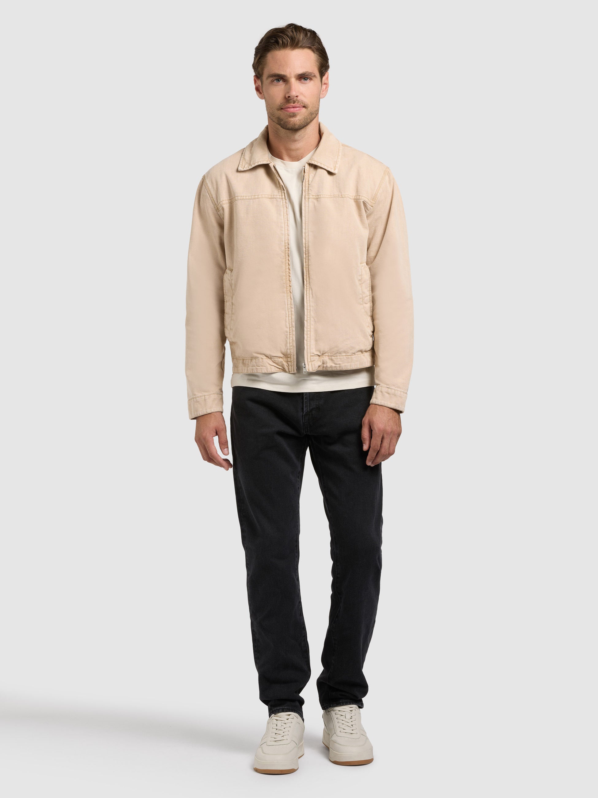 khujo-brave-jacke-sugar-cane-beige-blouson-harrington-damen-herren-canvas image 7