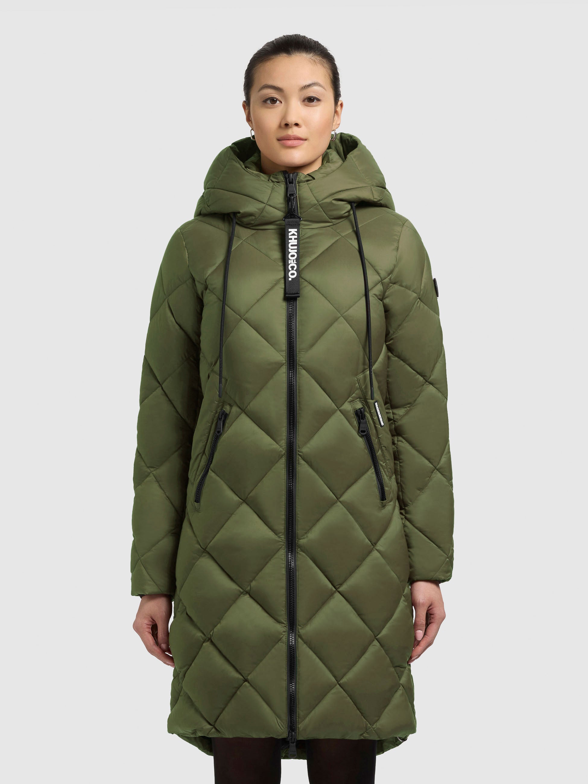 khujo-mantel-linda-damen-knielanger-steppmantel-in-fern-green image 4