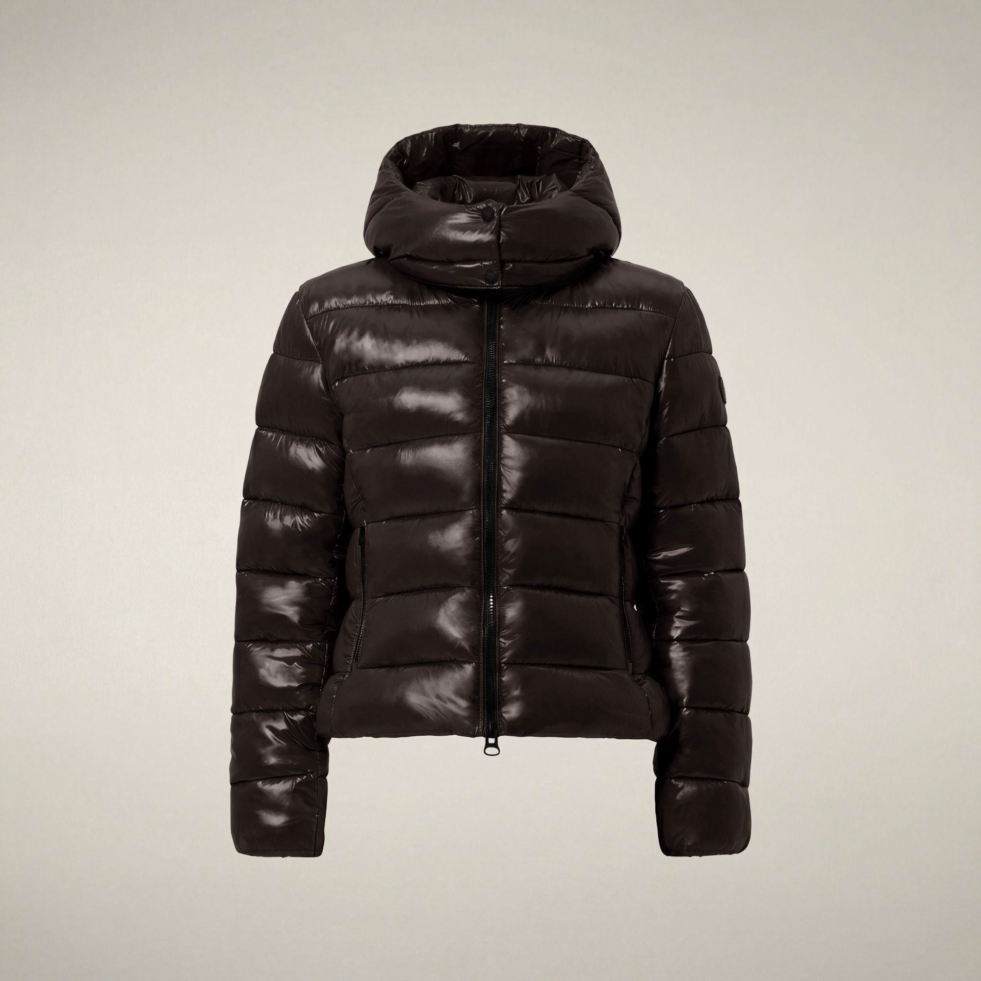 save-the-duck-cosmary-daunenjacke-slim-damen-braun-schwarz-laqu image 3
