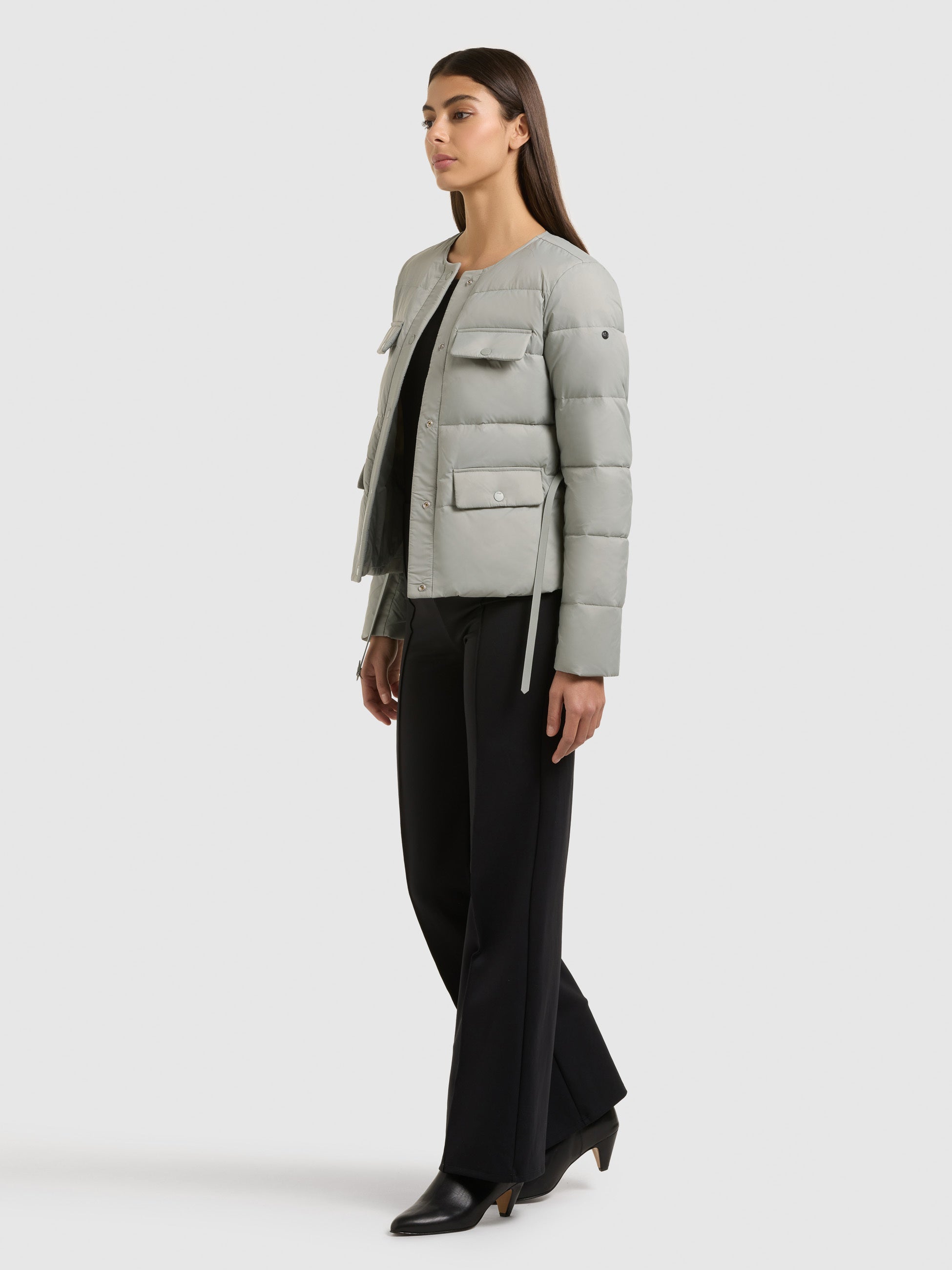 khujo-jacke-cinnia-cloud-green-kragenlose-damen-steppjacke-mit-g-rtel image 2