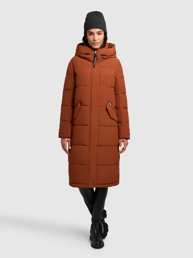 khujo-dairi-steppmantel-russet-brown-damen-wintermantel-knielang-mit-kapuze image 1