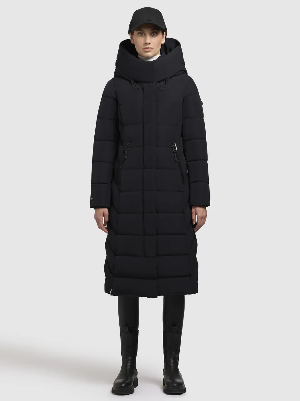 khujo-mantel-sensy-schwarz-wadenlanger-damen-steppmantel-regular-fit image 1