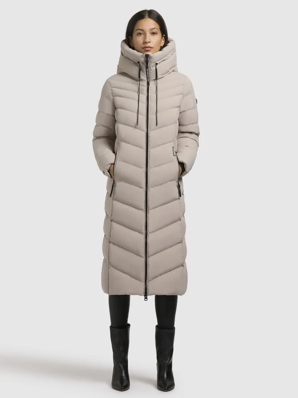 khujo-mantel-stoane-hellbeige-wadenlanger-steppmantel-mit-kapuze image 1