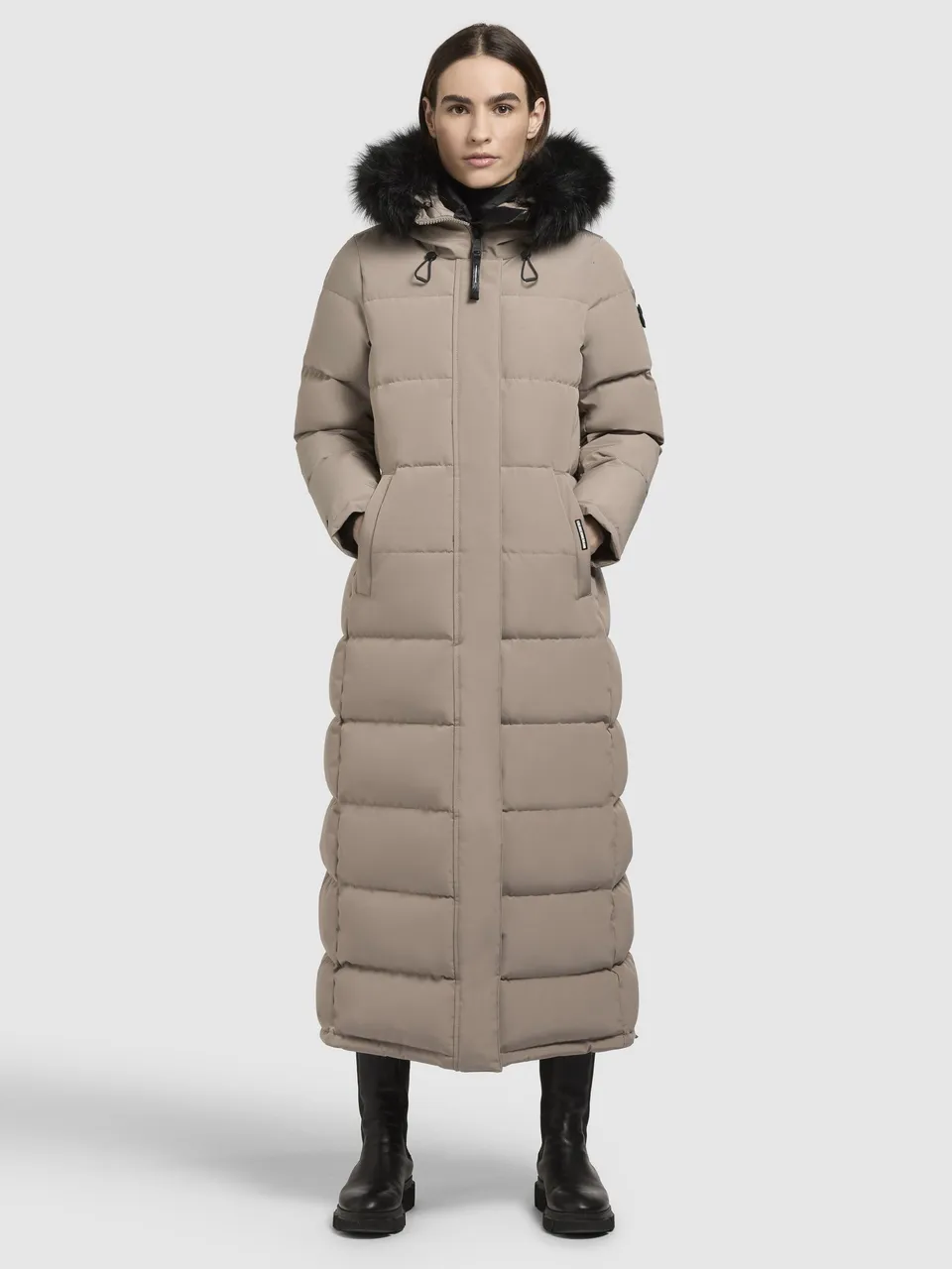 khujo-edem-steppmantel-graubeige-wadenlanger-damen-wintermantel image 1