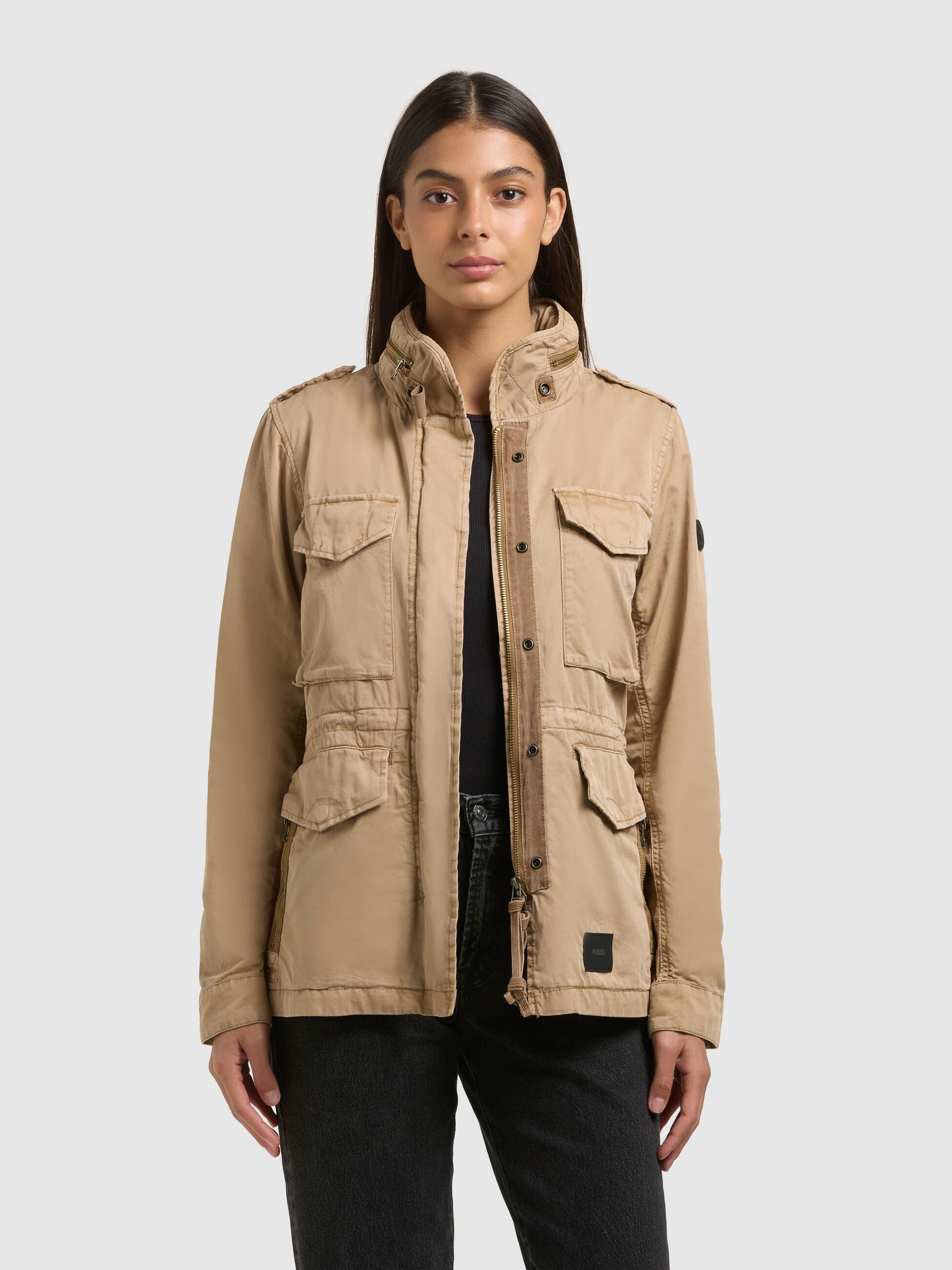 khujo-fieldjacke-nori-dark-beige-damen-cargojacke-aus-baumwoll-twill image 1