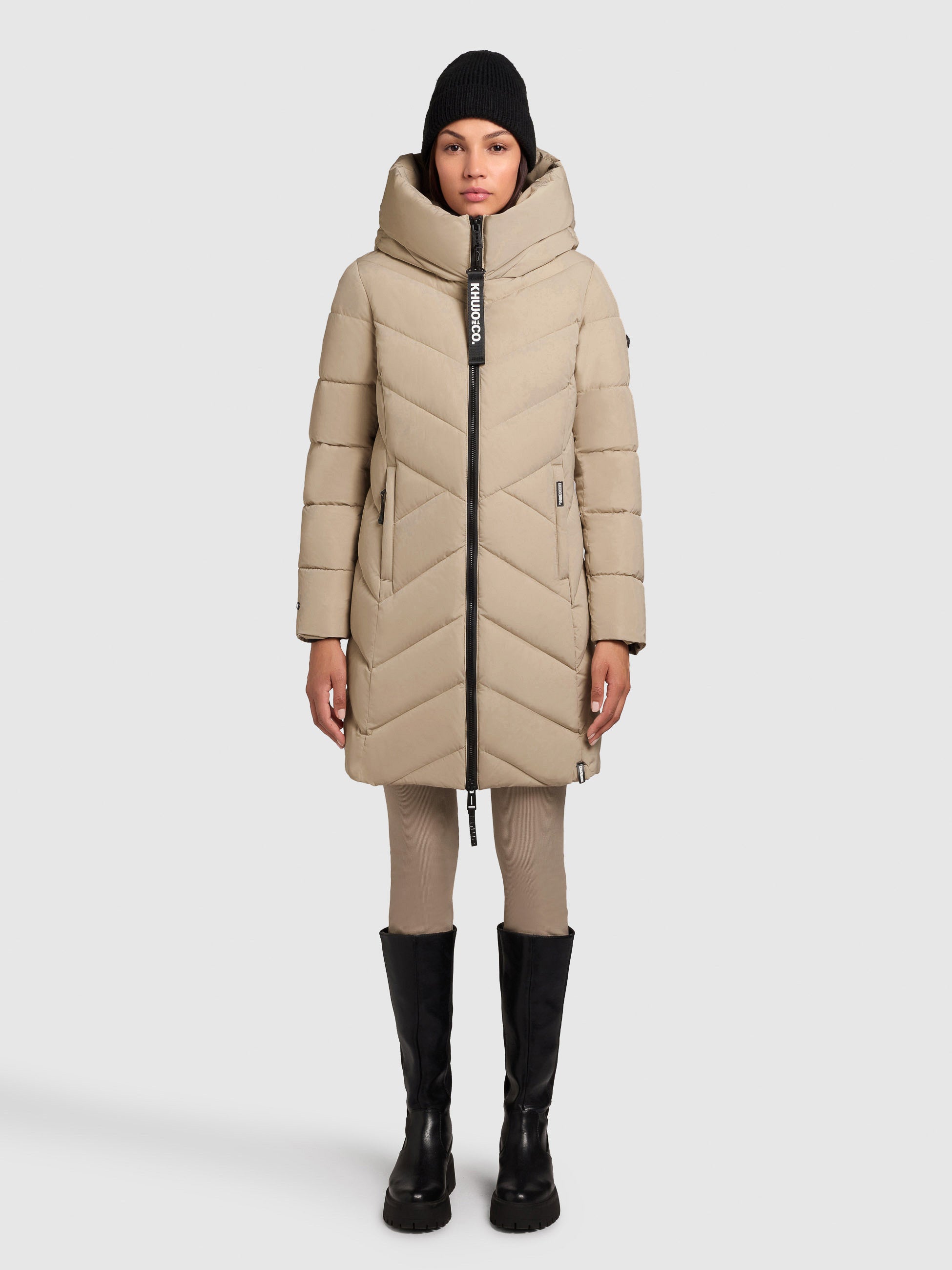 khujo-mantel-darka2-beige-damen-steppmantel-regular-fit-mit-kapuze image 1