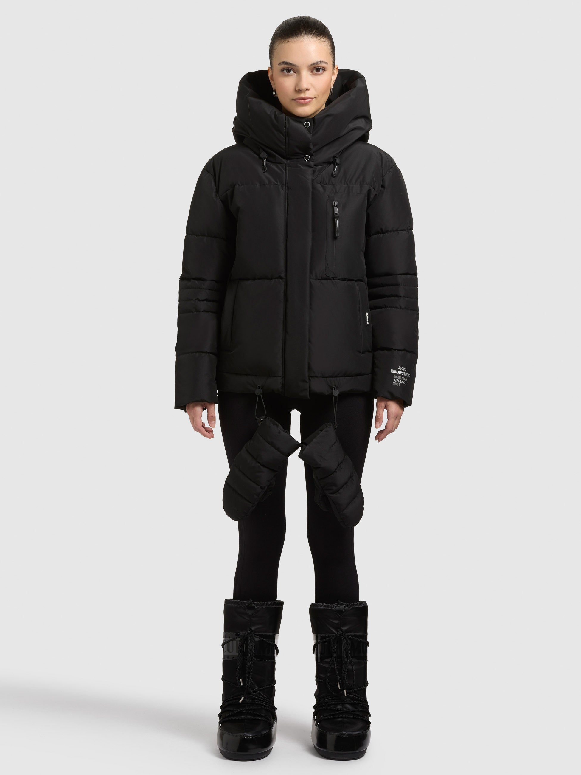 khujo-peeke2-with-gloves-damen-jacke-schwarz-steppjacke-h-ftlang-mit-f-ustlingen image 6