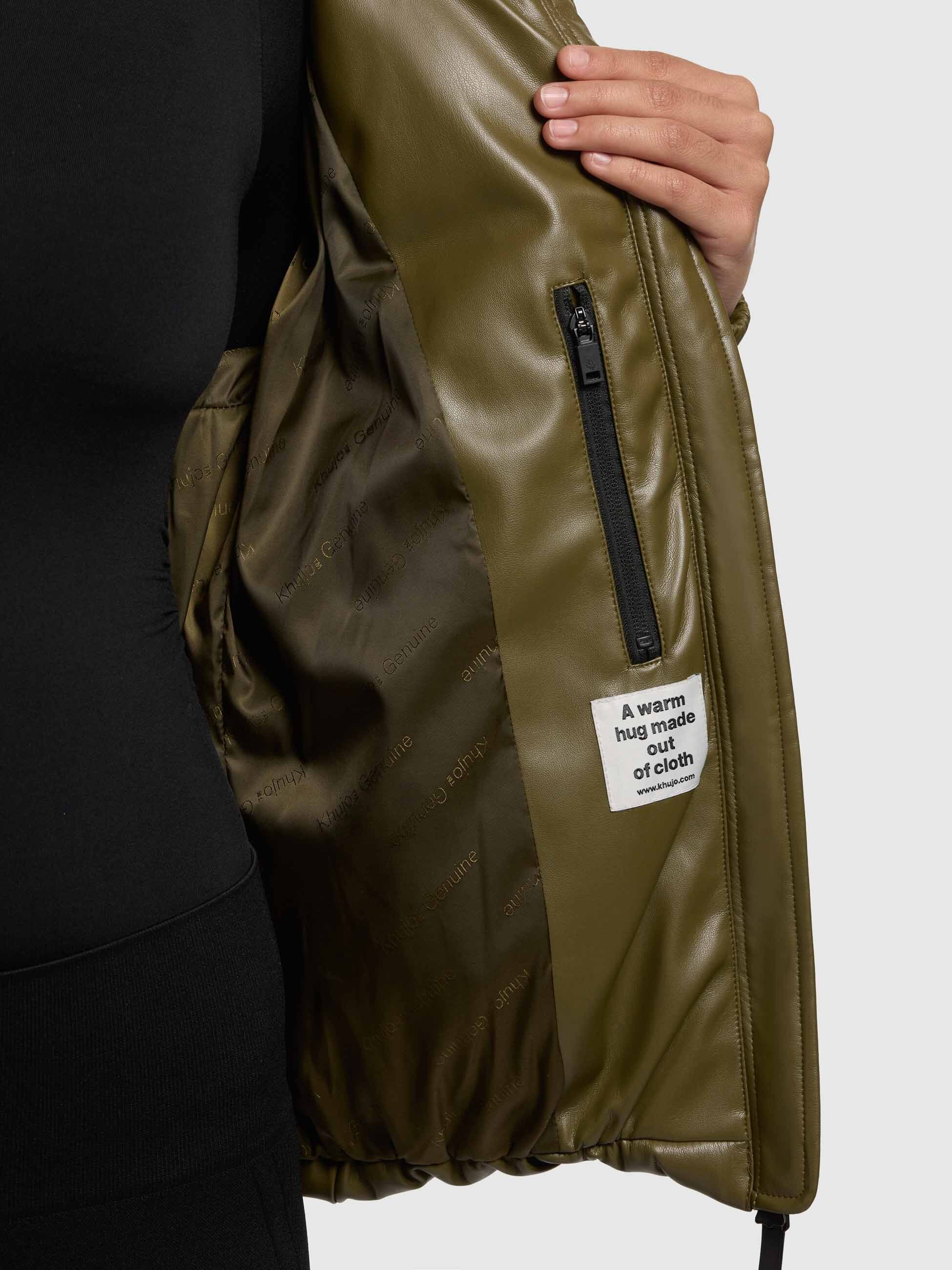 khujo-khalia-damen-jacke-olive-steppjacke-lederoptik-loose-fit image 7