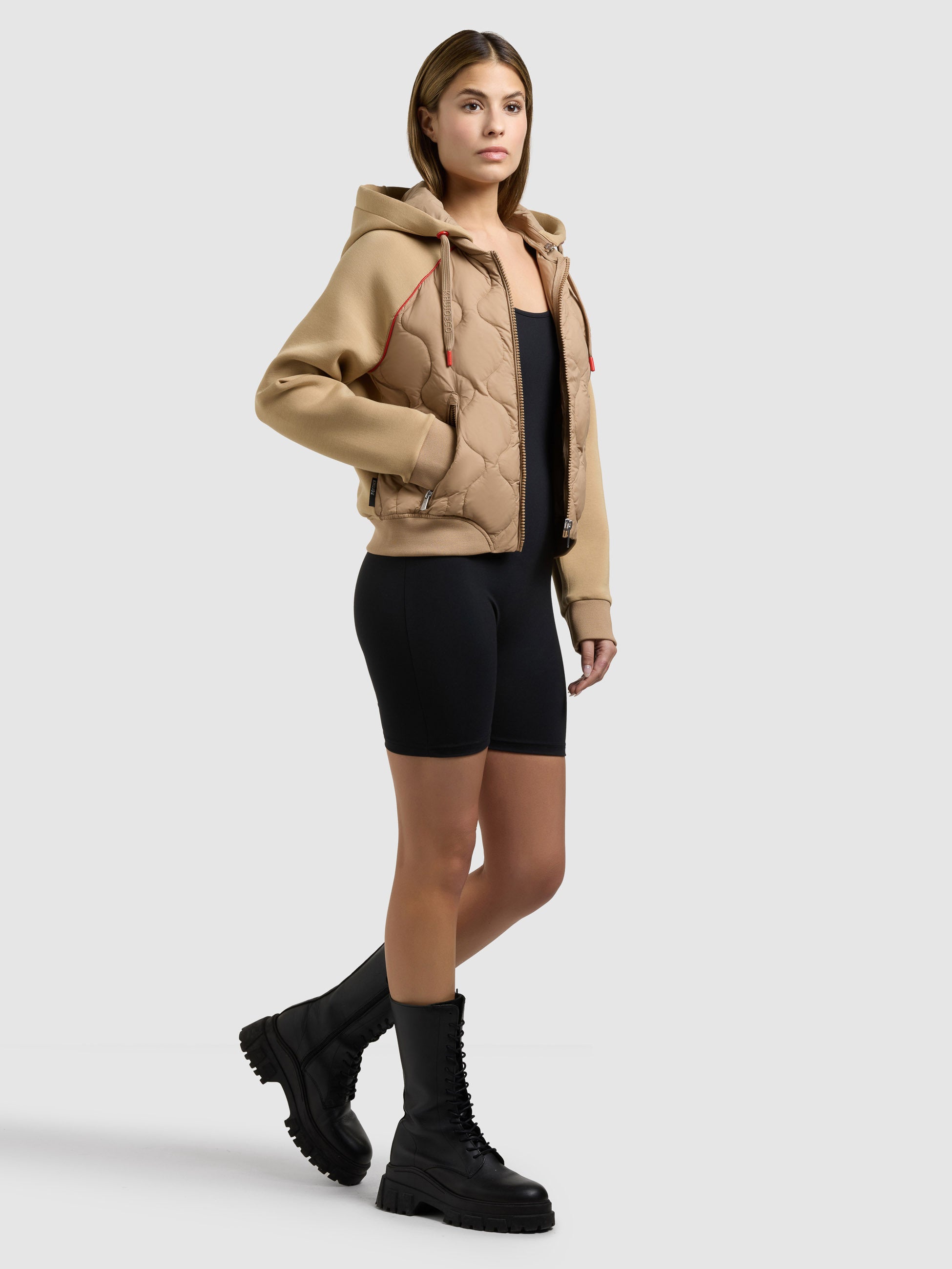 khujo-jacke-malaya-dark-camel-kurze-steppjacke-mit-materialmix image 2