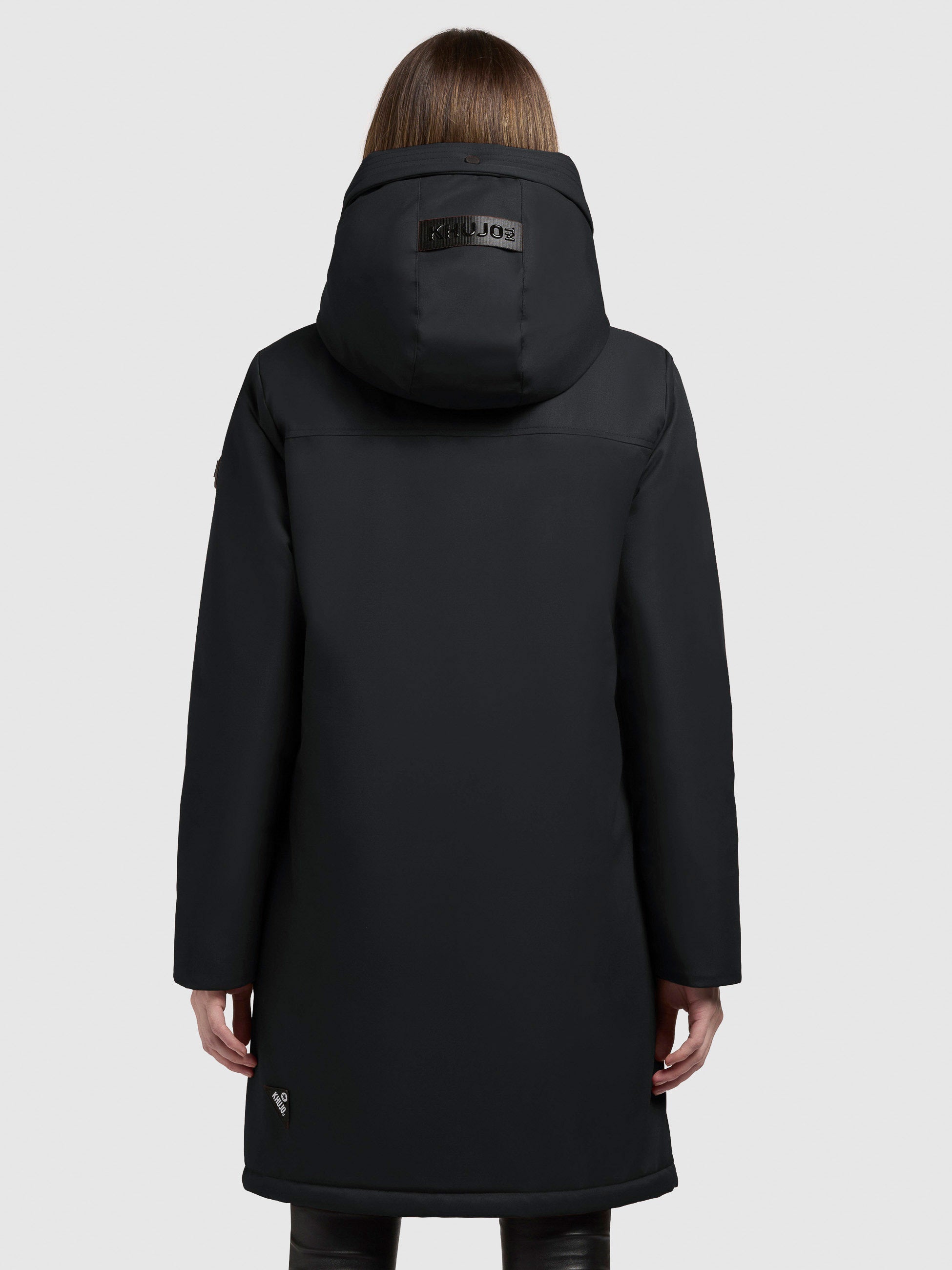 khujo-yaak3-damen-kurzmantel-black-leicht-wattierter-parka-mit-gro-er-kapuze image 3