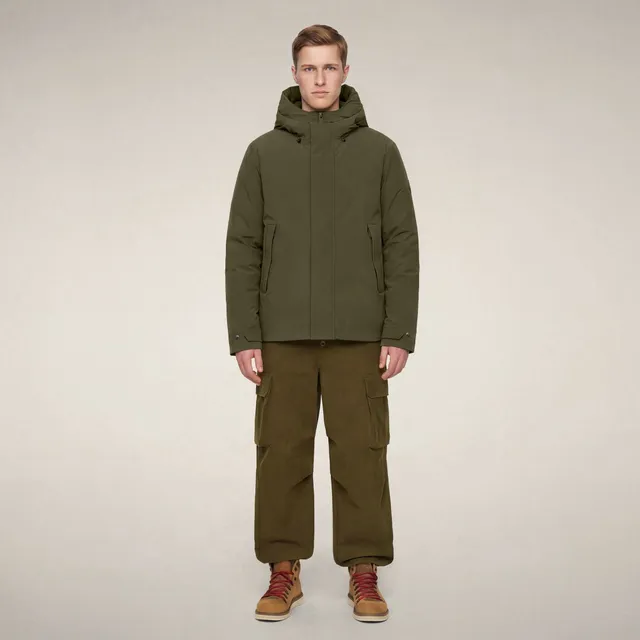 save-the-duck-stewart-herren-jacke-gr-n-schlangen-optik-light-air-kapuzenjacke image 1