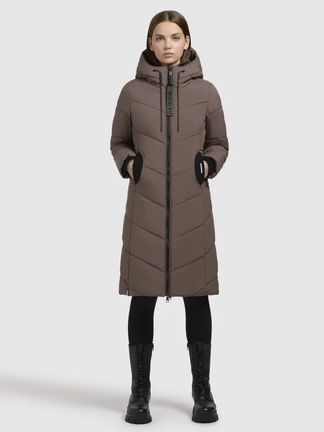khujo-mantel-aribay5-dark-taupe-damen-steppmantel-lang-mit-strick image 1