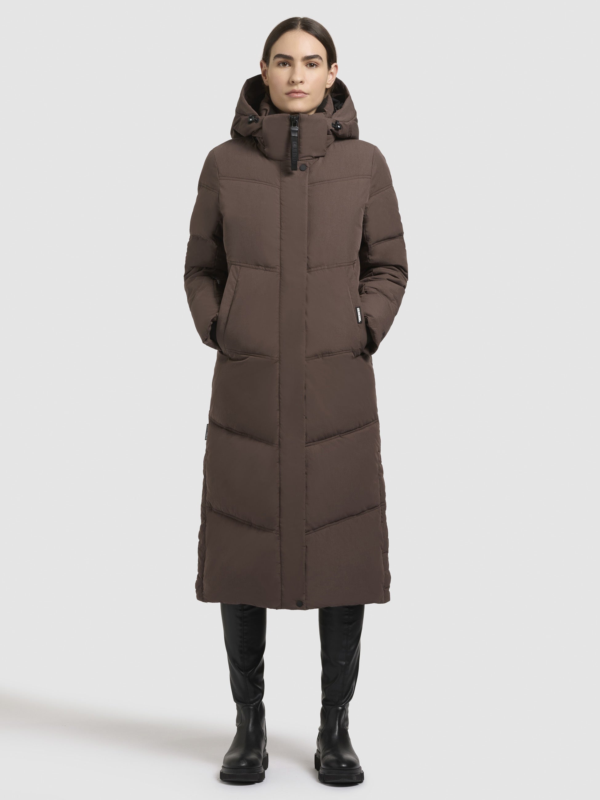 khujo-coat-luga-damen-steppmantel-light-brown-knielang-loose-fit image 1