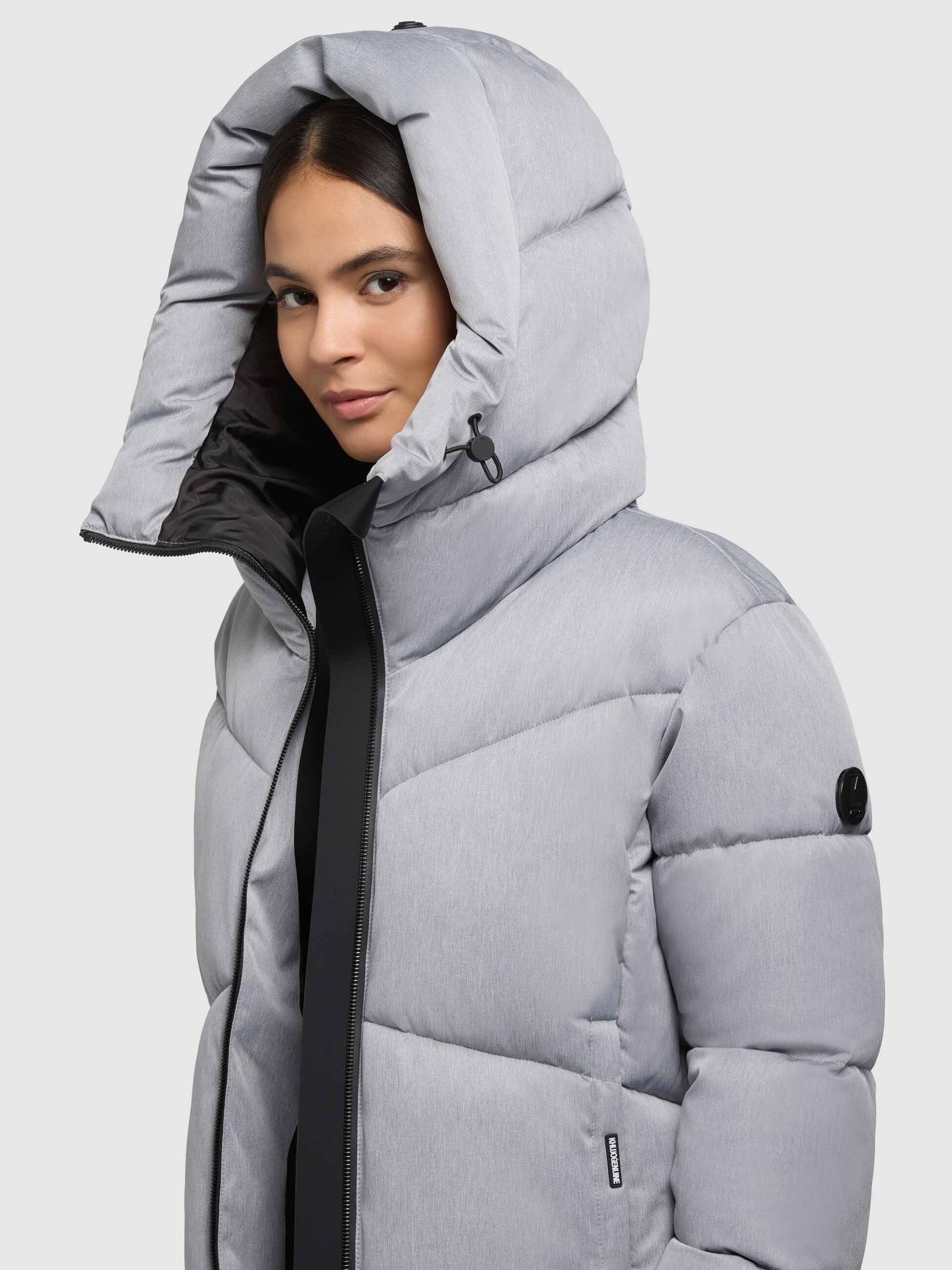 khujo-milly-damen-steppjacke-bliss-melange-grey-kurz-loose-fit-mit-kapuze image 7