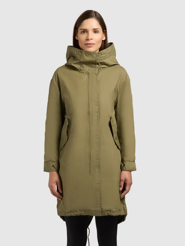 khujo-mantel-nele-olive-parka-aus-gewachster-baumwolle-mit-kapuze image 1