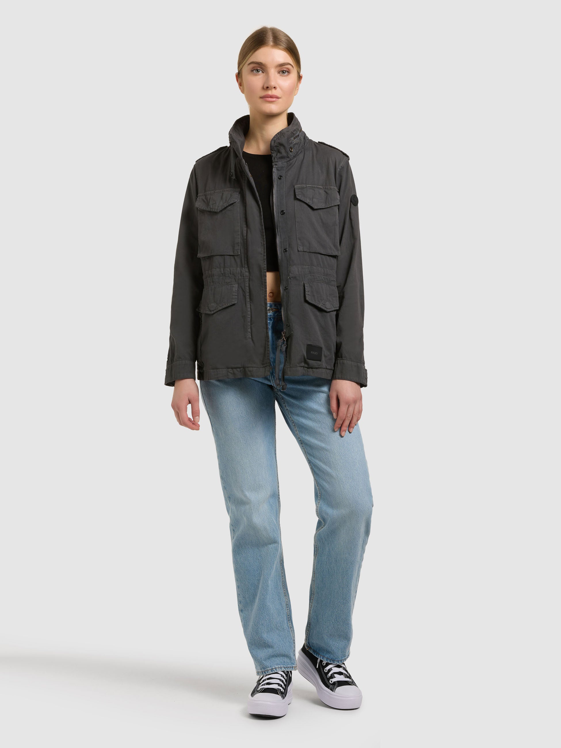 khujo-jacke-nori-slate-grey-damen-fieldjacket-baumwolltwill image 6