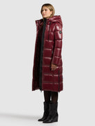 khujo-coat-willa-damen-steppmantel-mahogany-red-knielang image 2