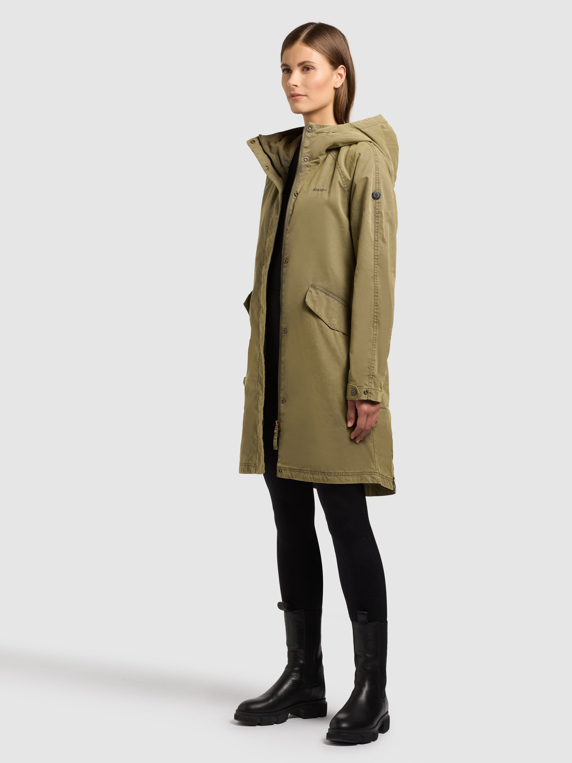 khujo-mantel-leal-turtle-green-damen-parka-vintage-look image 2