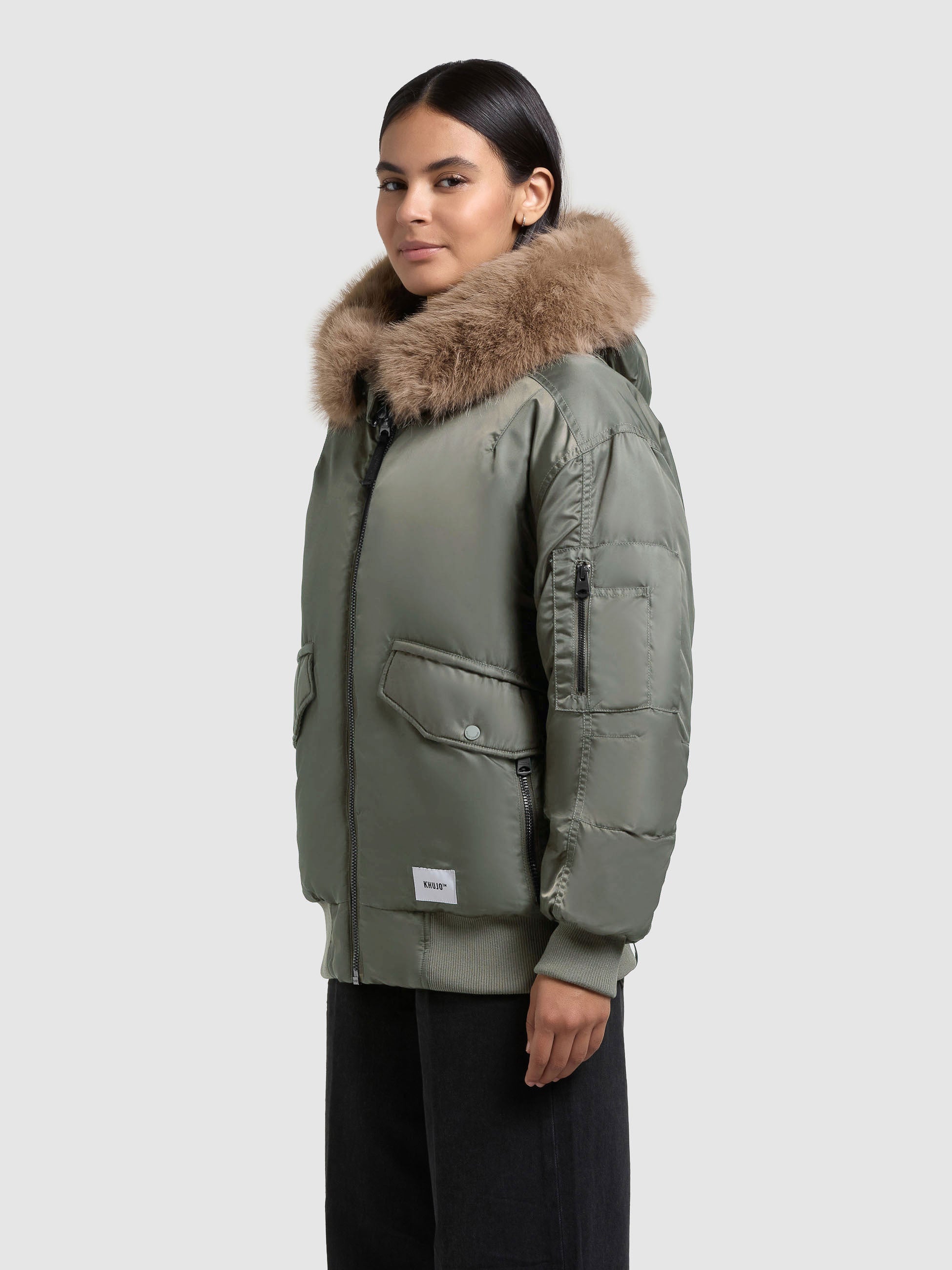khujo-jacke-cela-sage-green-bomberjacke-loose-fit image 5