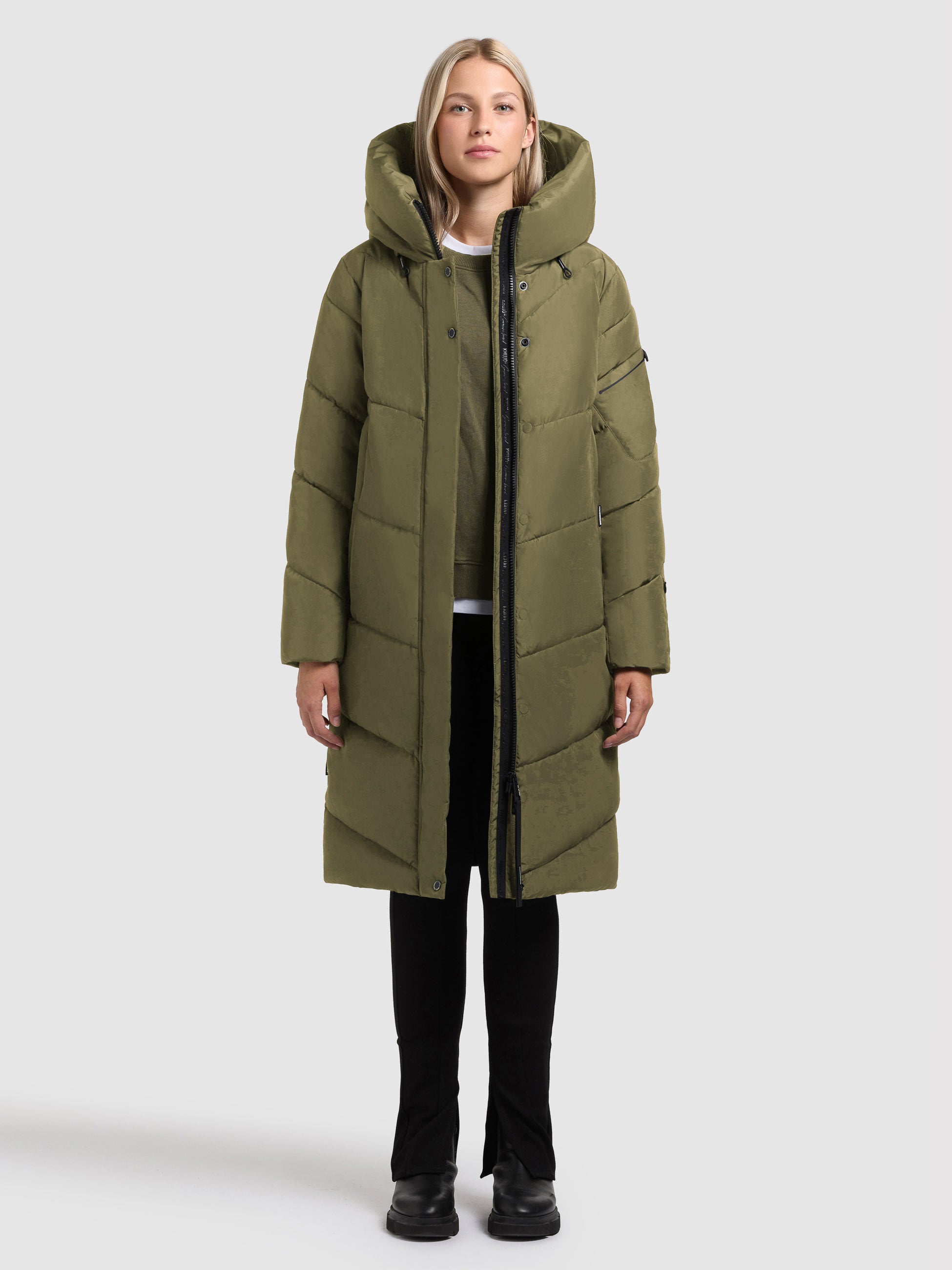 khujo-mantel-jange2-matt-fern-green-knielanger-damen-wintermantel-loose-fit image 1