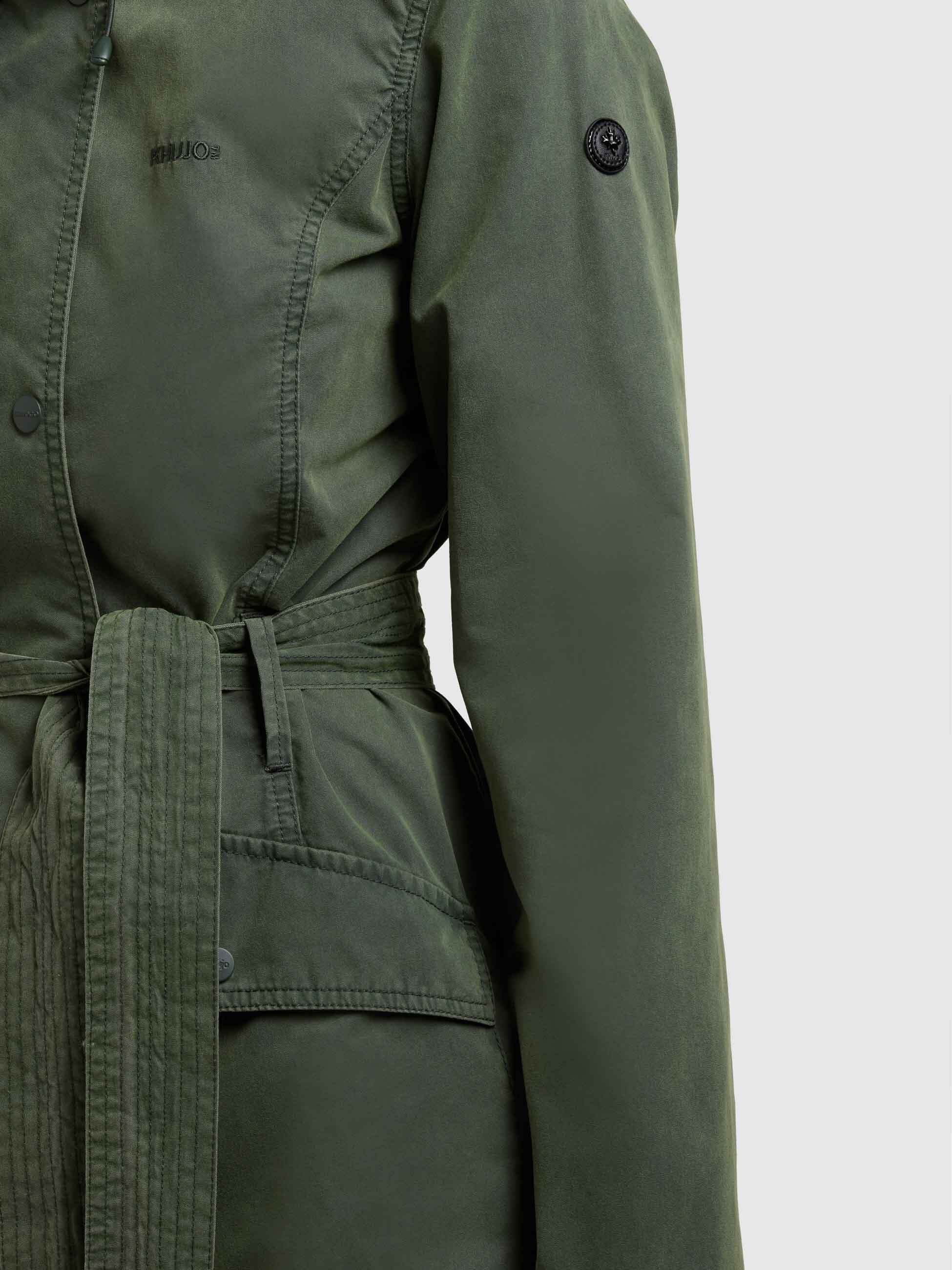 khujo-prea-damen-jacke-black-olive-sommerparka-trenchcoat-mit-kapuze image 8