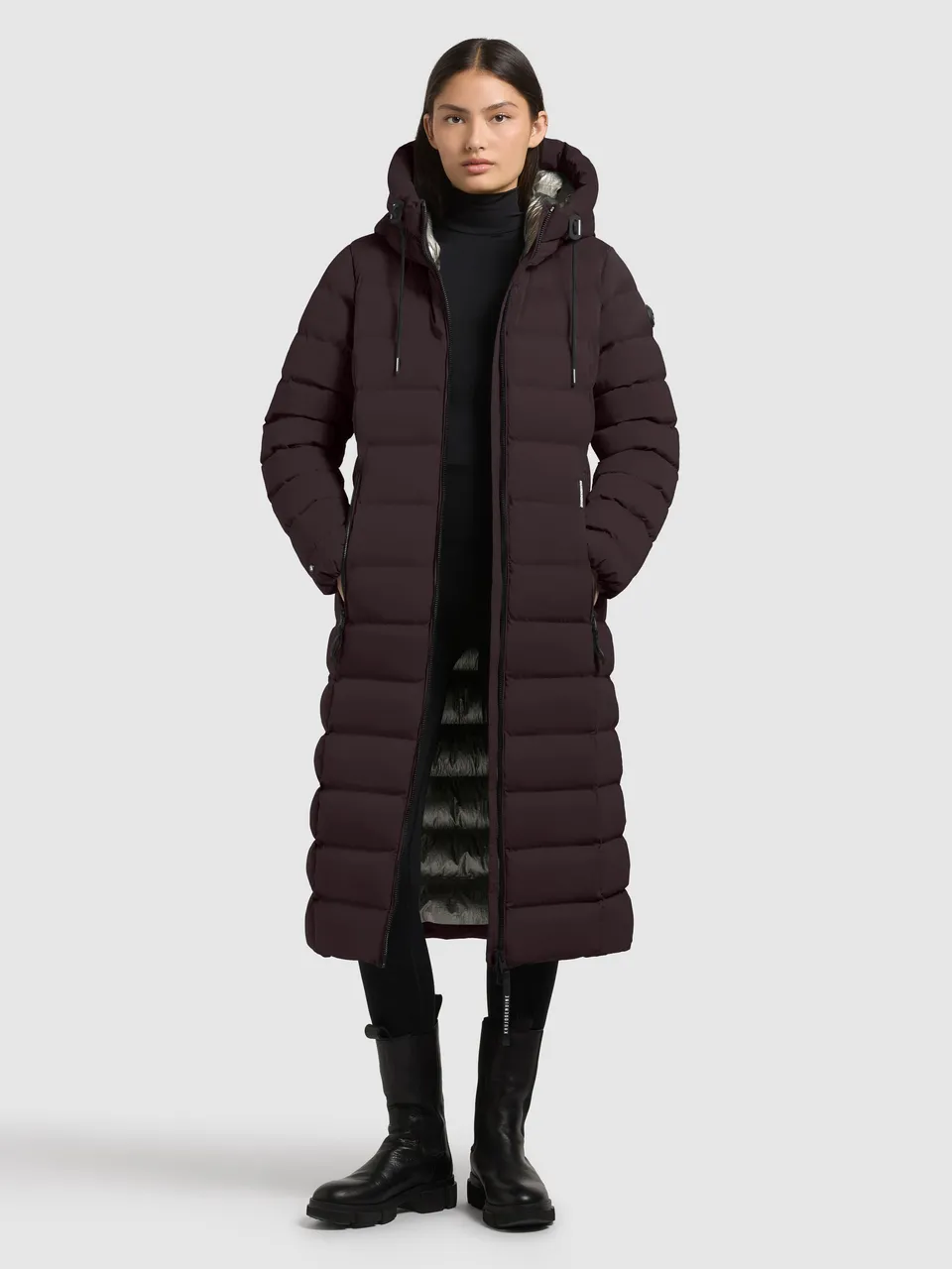 khujo-mantel-simmie2-moody-plum-damen-steppmantel-knielang-slim-fit image 1