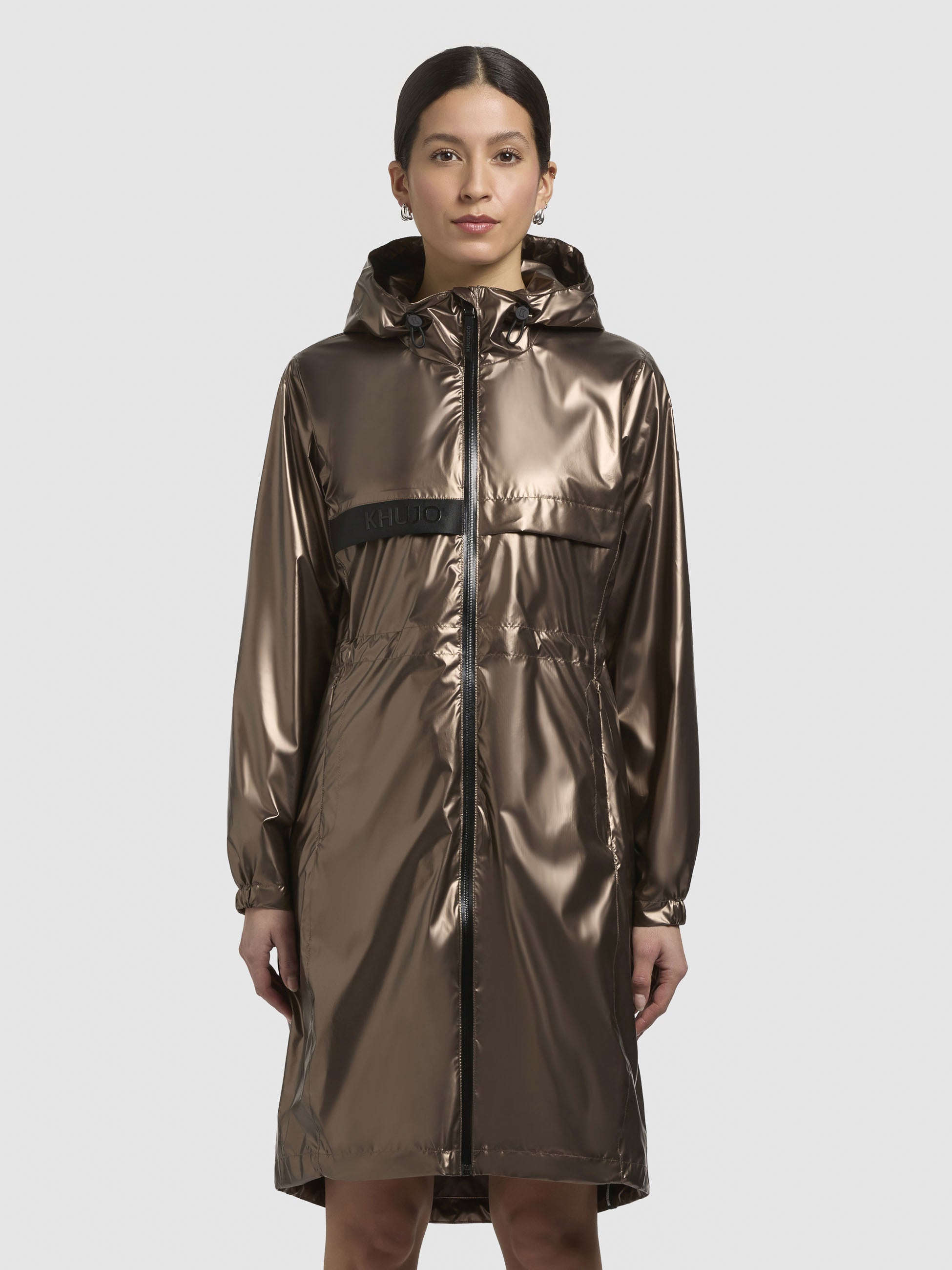 khujo-mantel-phoebe-braun-metallic-damen-kurzmantel-knielang image 4