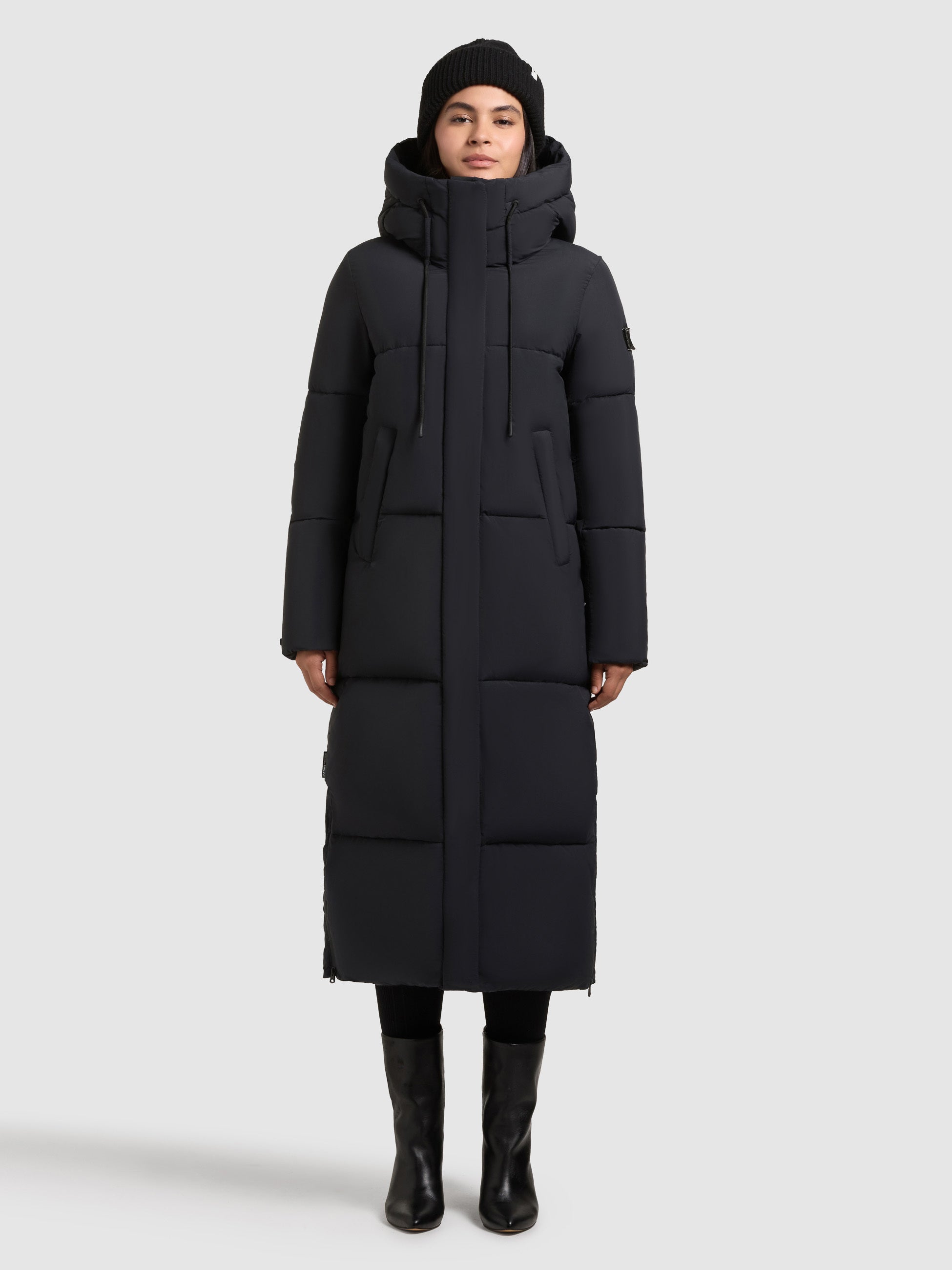 khujo-mantel-lumra2-black-damen-steppmantel-wadenlang-regular-fit image 2