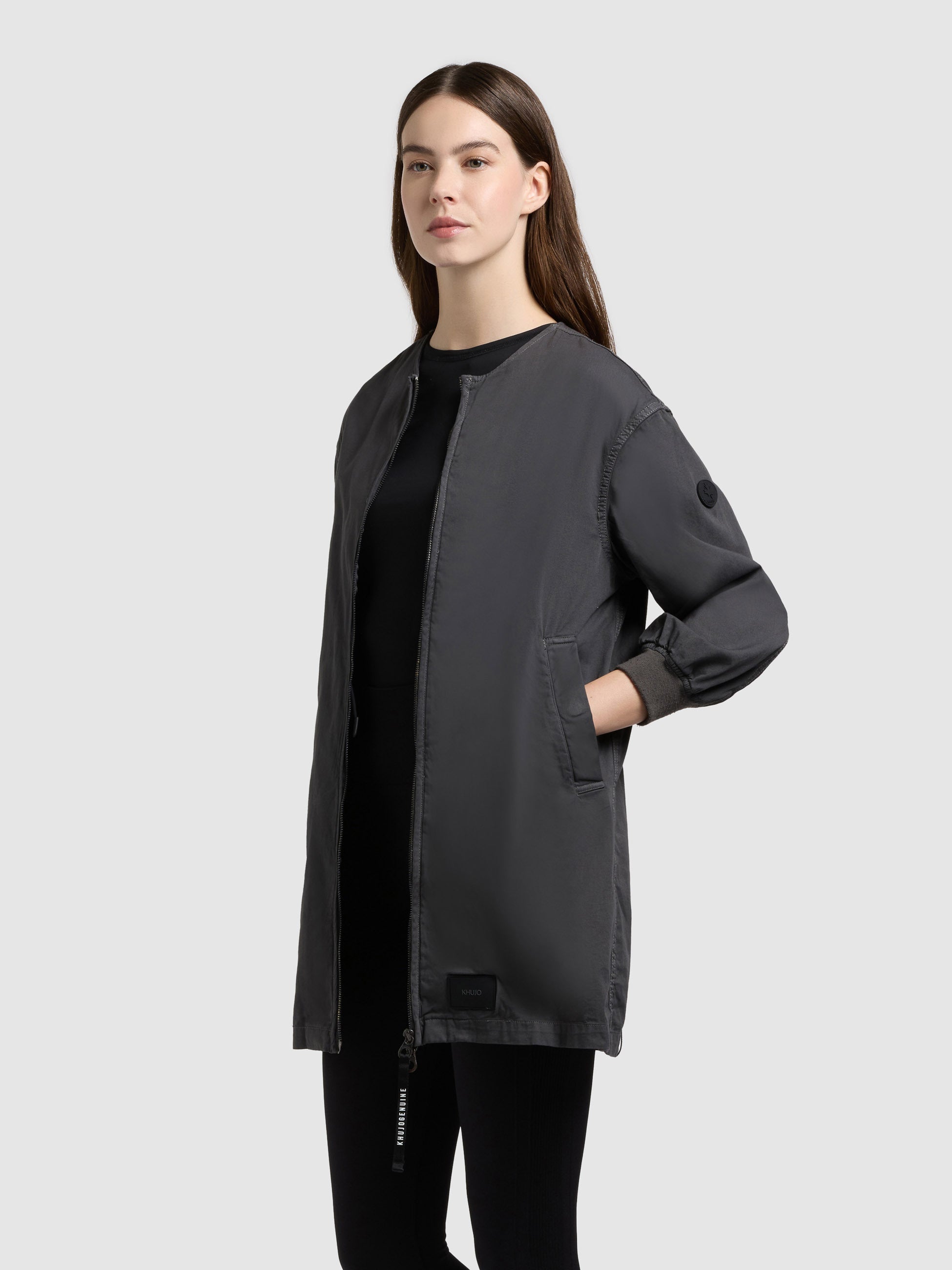 khujo-mantel-jayla-slate-grey-sommermantel-damen-aus-baumwoll-twill image 1