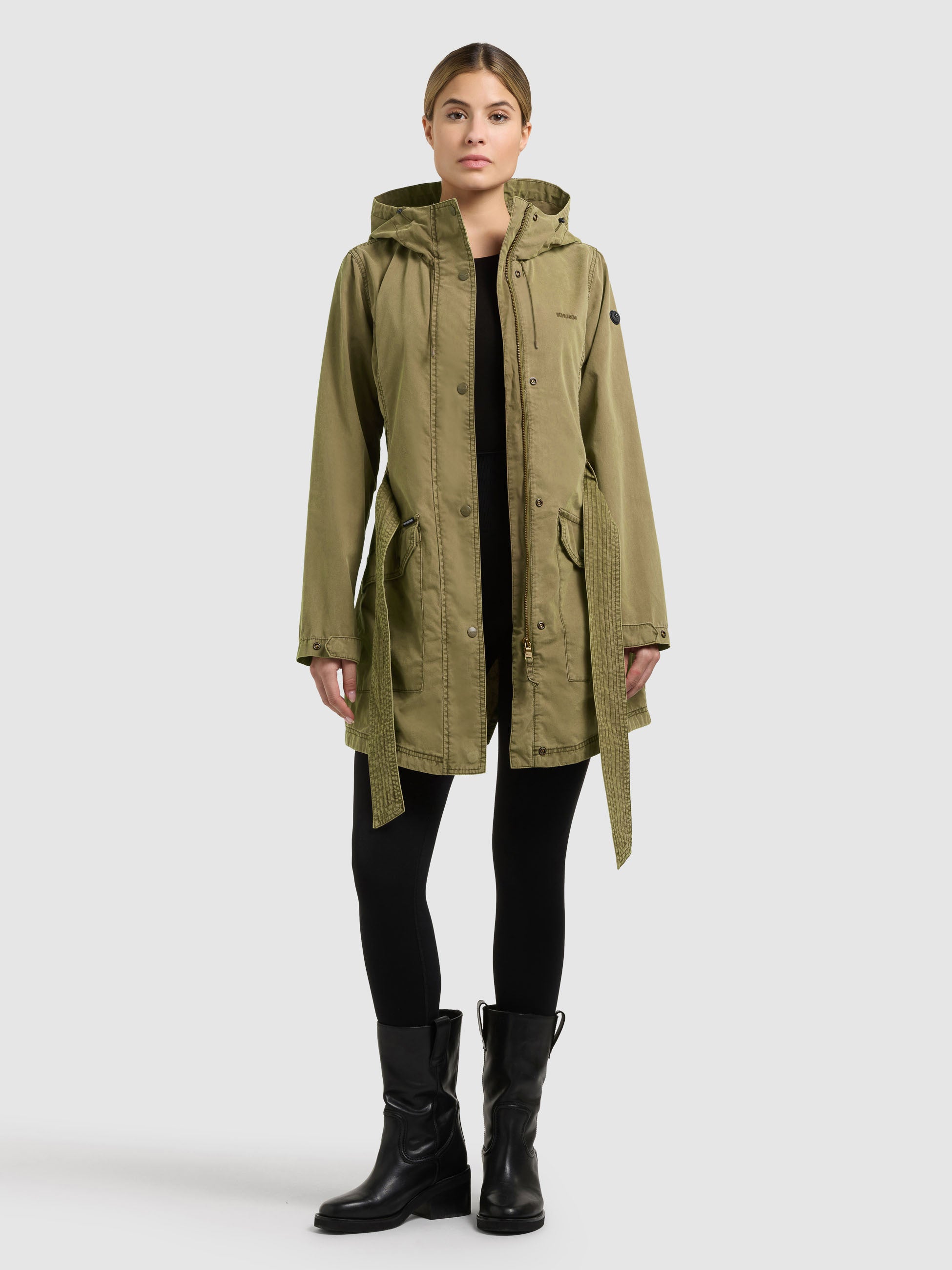 khujo-prea-damen-sommerjacke-turtle-green-trench-parka-mit-g-rtel image 2
