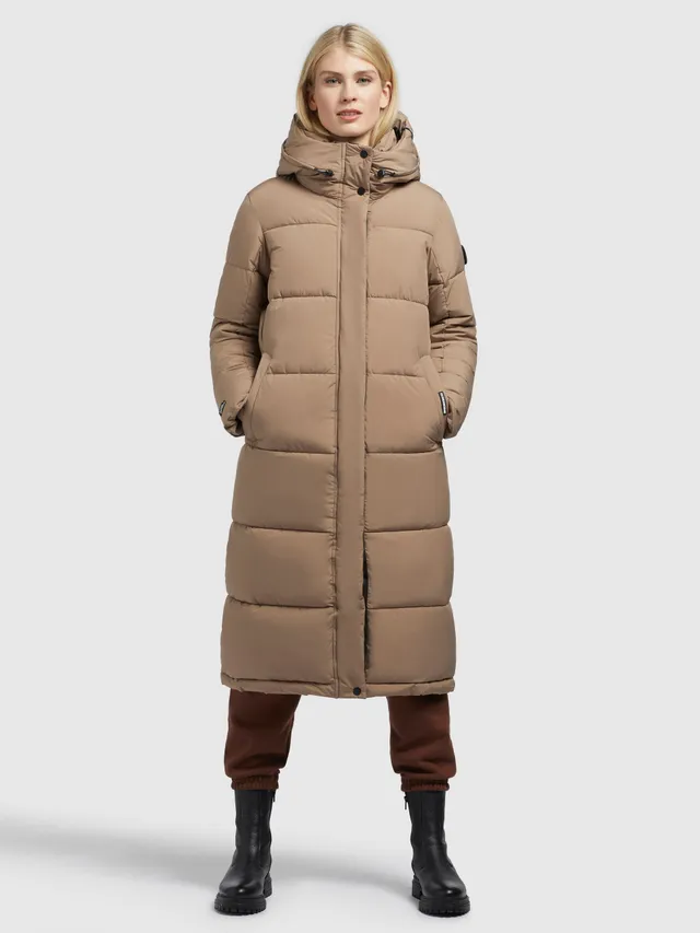khujo-mantel-tione-beige-steppmantel-knielang-mit-fleece-und-kapuze image 1