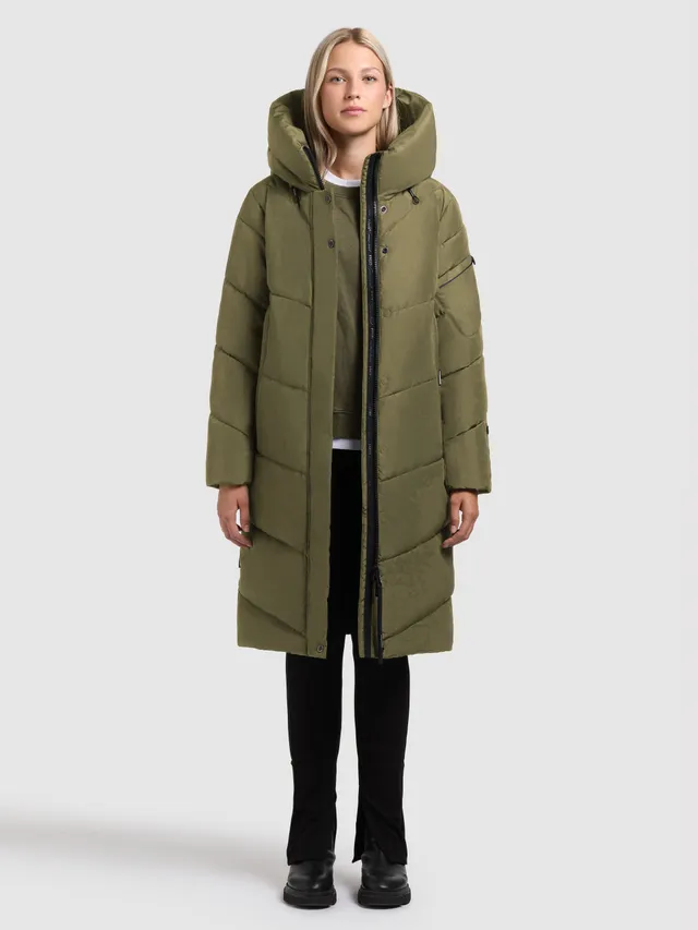 khujo-mantel-jange2-matt-fern-green-knielanger-damen-wintermantel-loose-fit image 1