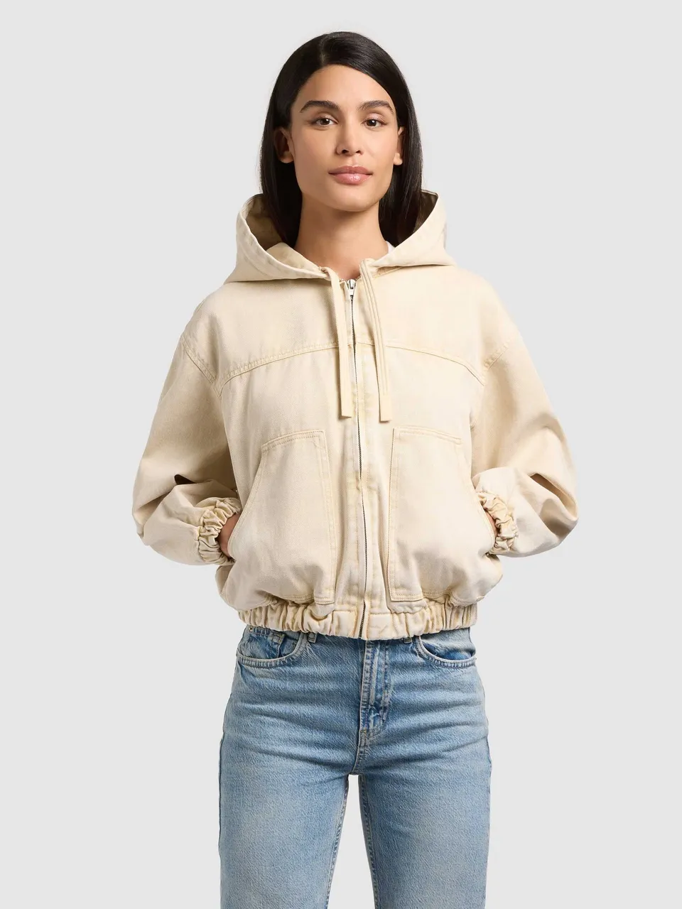 khujo-jacke-gretel-sand-damen-jeans-blouson-oversize-mit-kapuze image 1