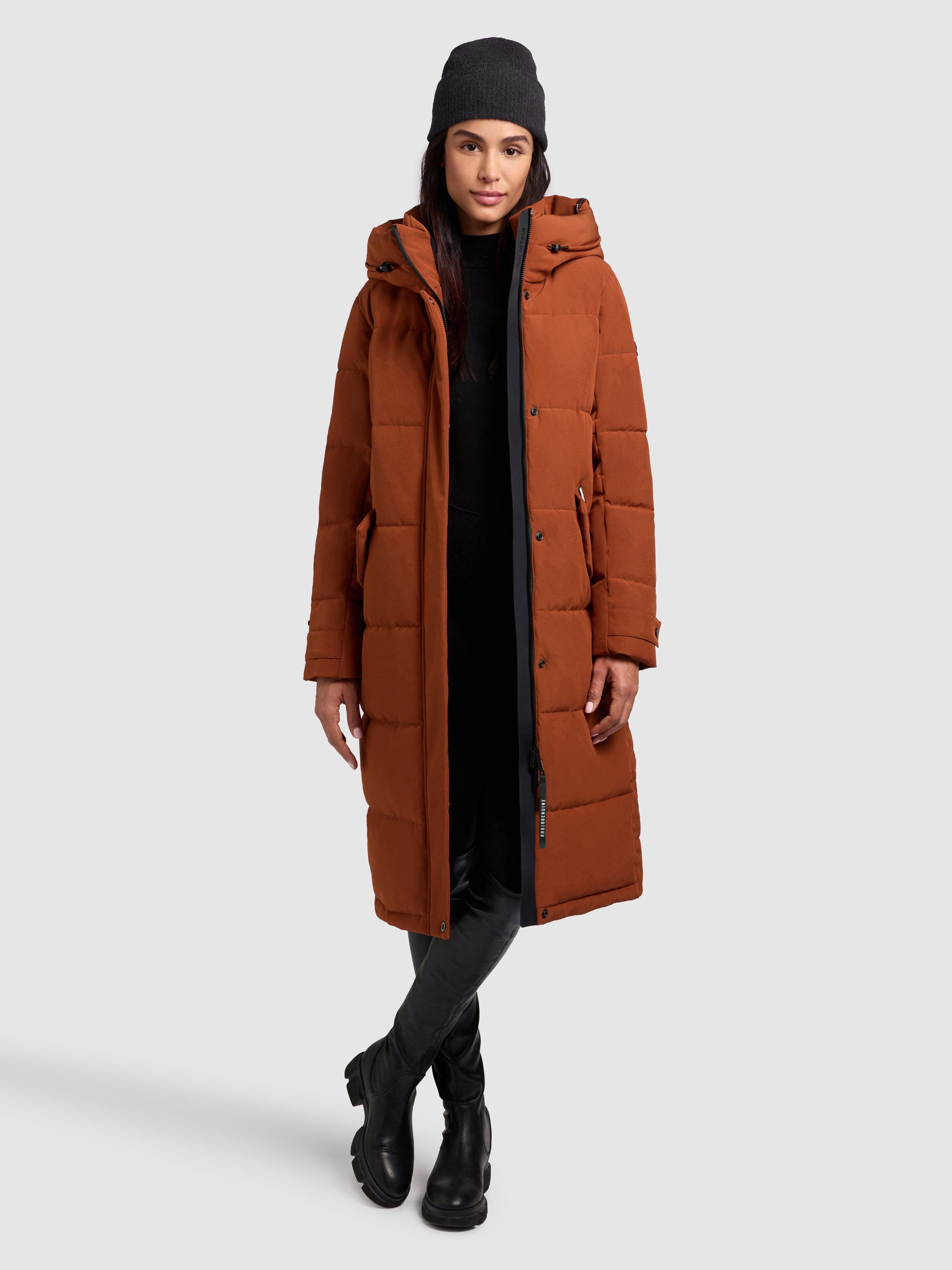 khujo-dairi-steppmantel-russet-brown-damen-wintermantel-knielang-mit-kapuze image 6