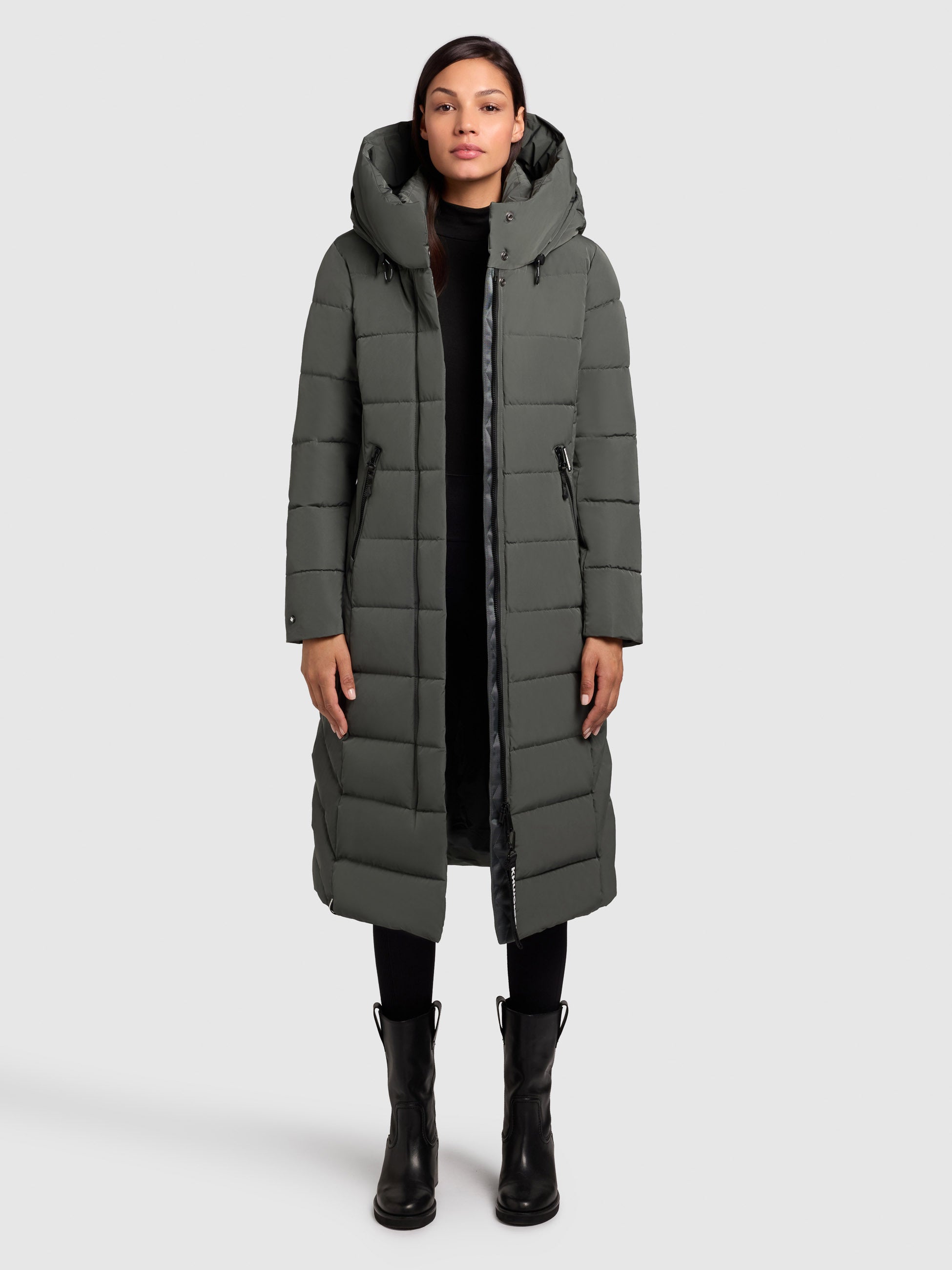 khujo-mantel-sensy-foam-green-wadenlanger-damen-steppmantel image 1