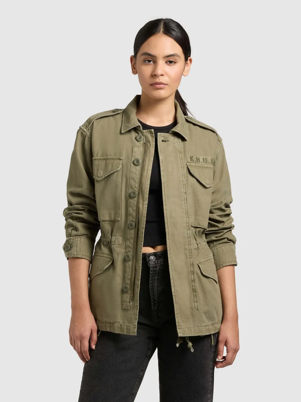 khujo-jacke-buni-olive-damen-fieldjacket-aus-baumwoll-twill image 1