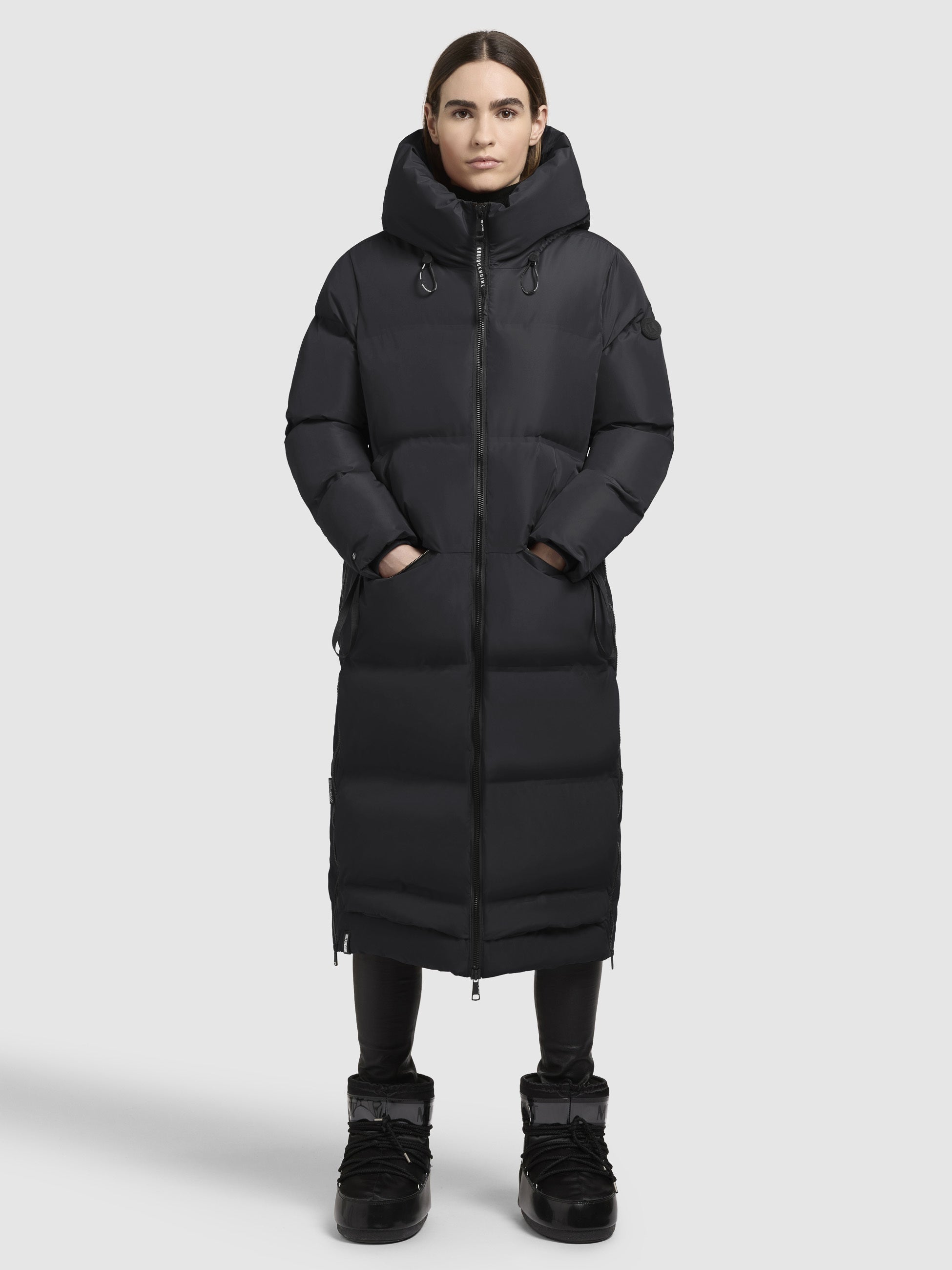 khujo-aroma-damen-mantel-wadenlang-steppmantel-schwarz-regular-fit image 1