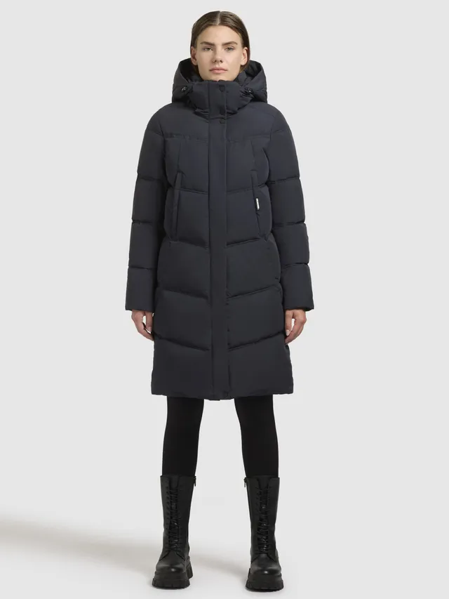 khujo-kurzmantel-graya-dark-blue-wattierte-damen-steppjacke-mit-kapuze image 1