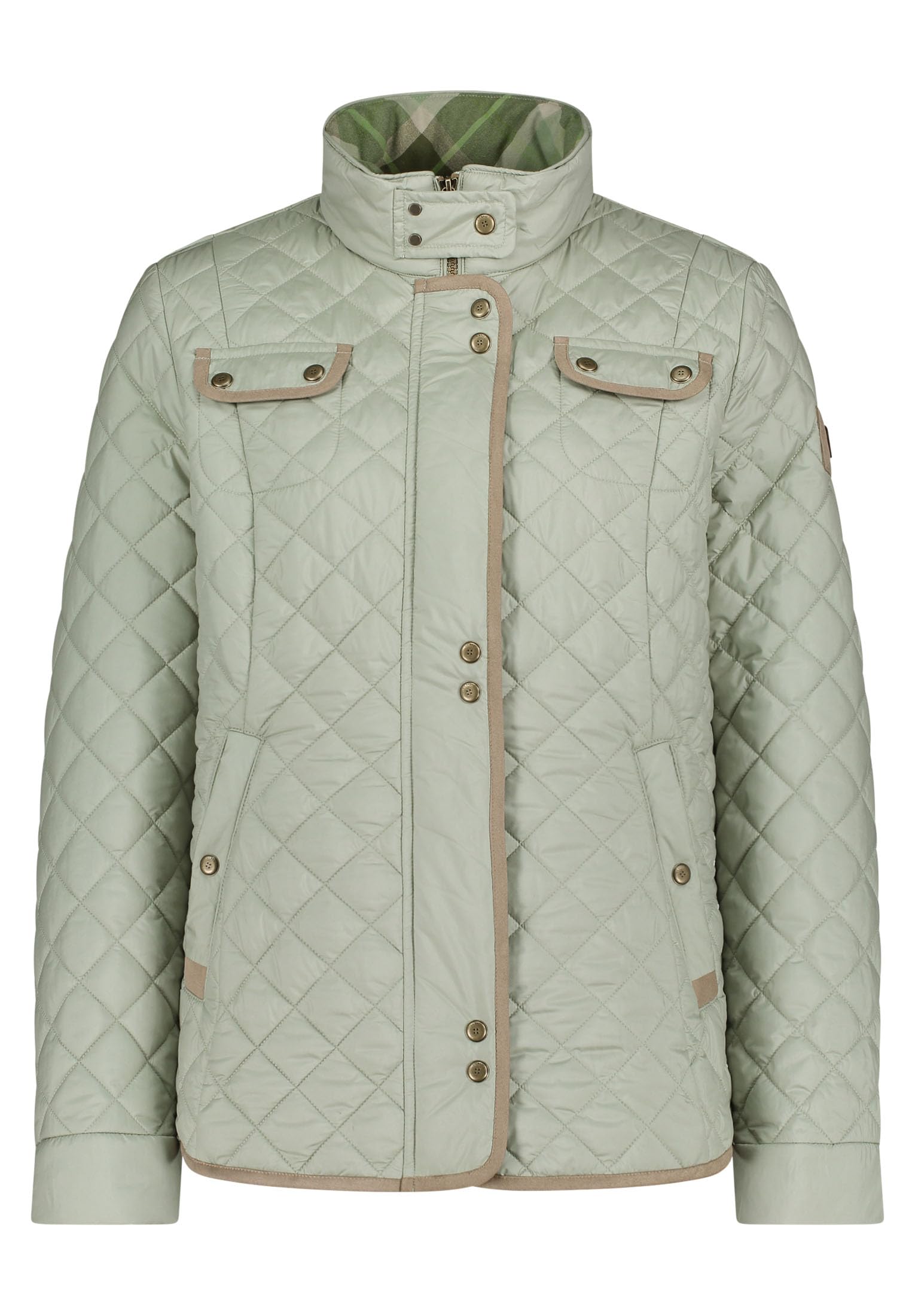 gil-bret-damen-steppjacke-9005-5227-karo-materialmix-mit-lederimitat-wattiert image 4