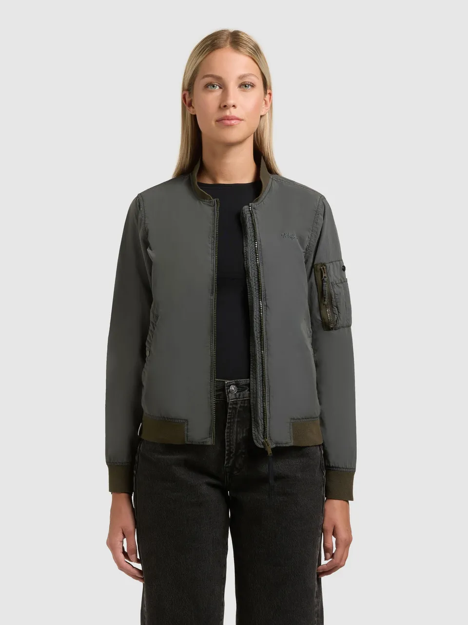 khujo-jacke-denz-bomberjacke-hazy-teal-green-damen image 1