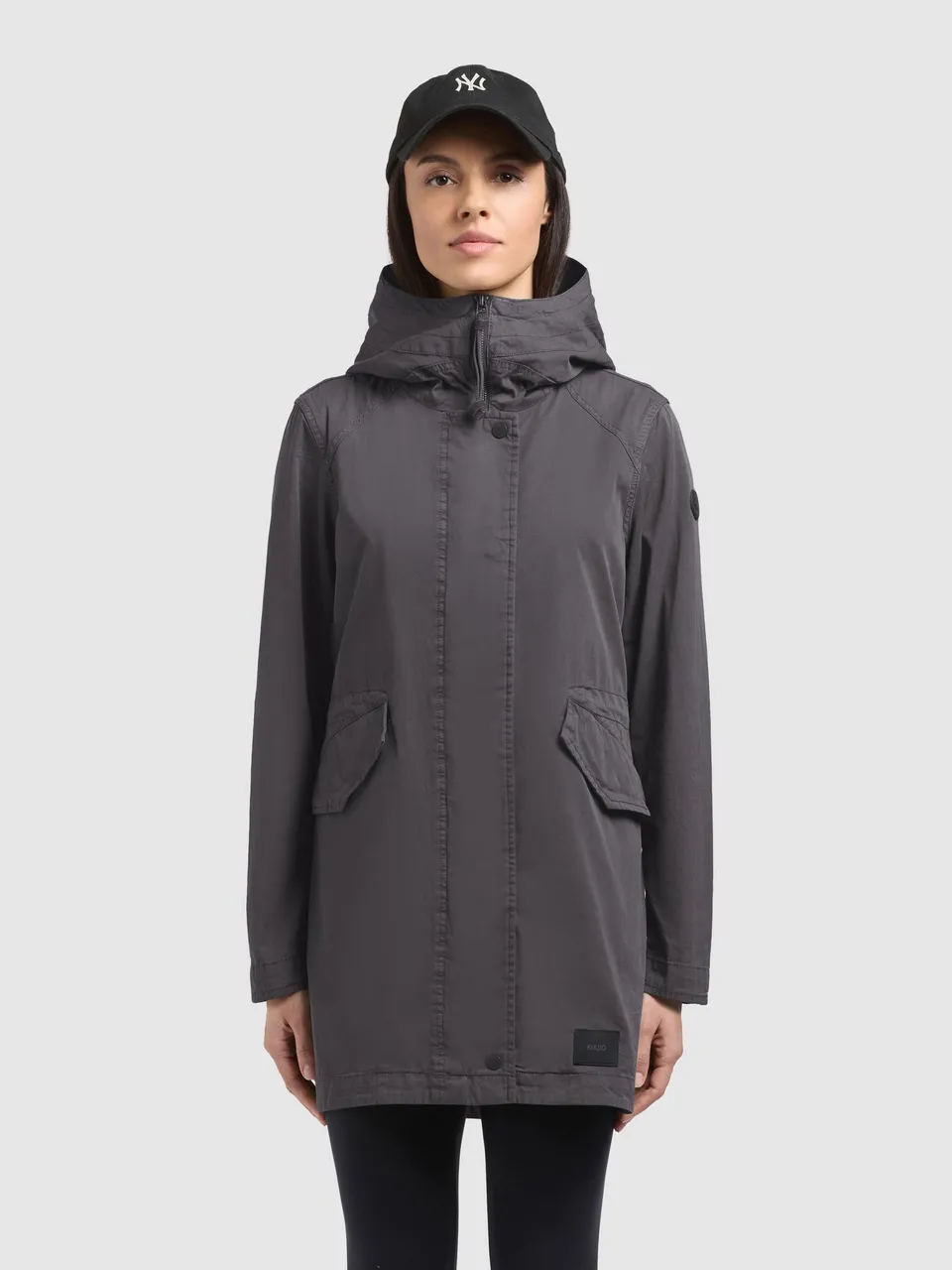 khujo-mantel-nika-slate-grey-damen-parka-mantel-regular-fit-aus-baumwoll-twill image 1