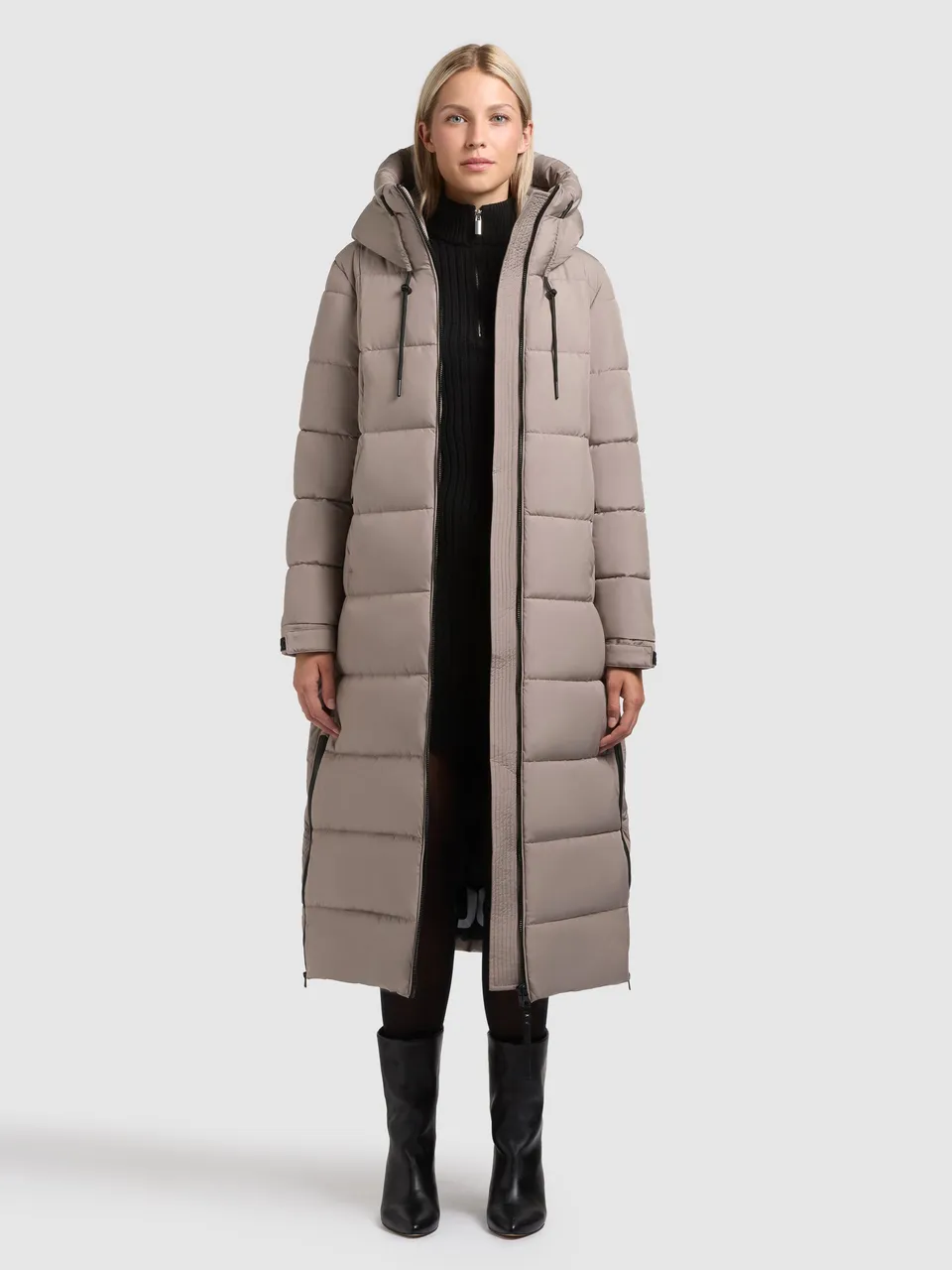 khujo-coat-deria4-greige-steppmantel-wadenlang-regular-fit image 1