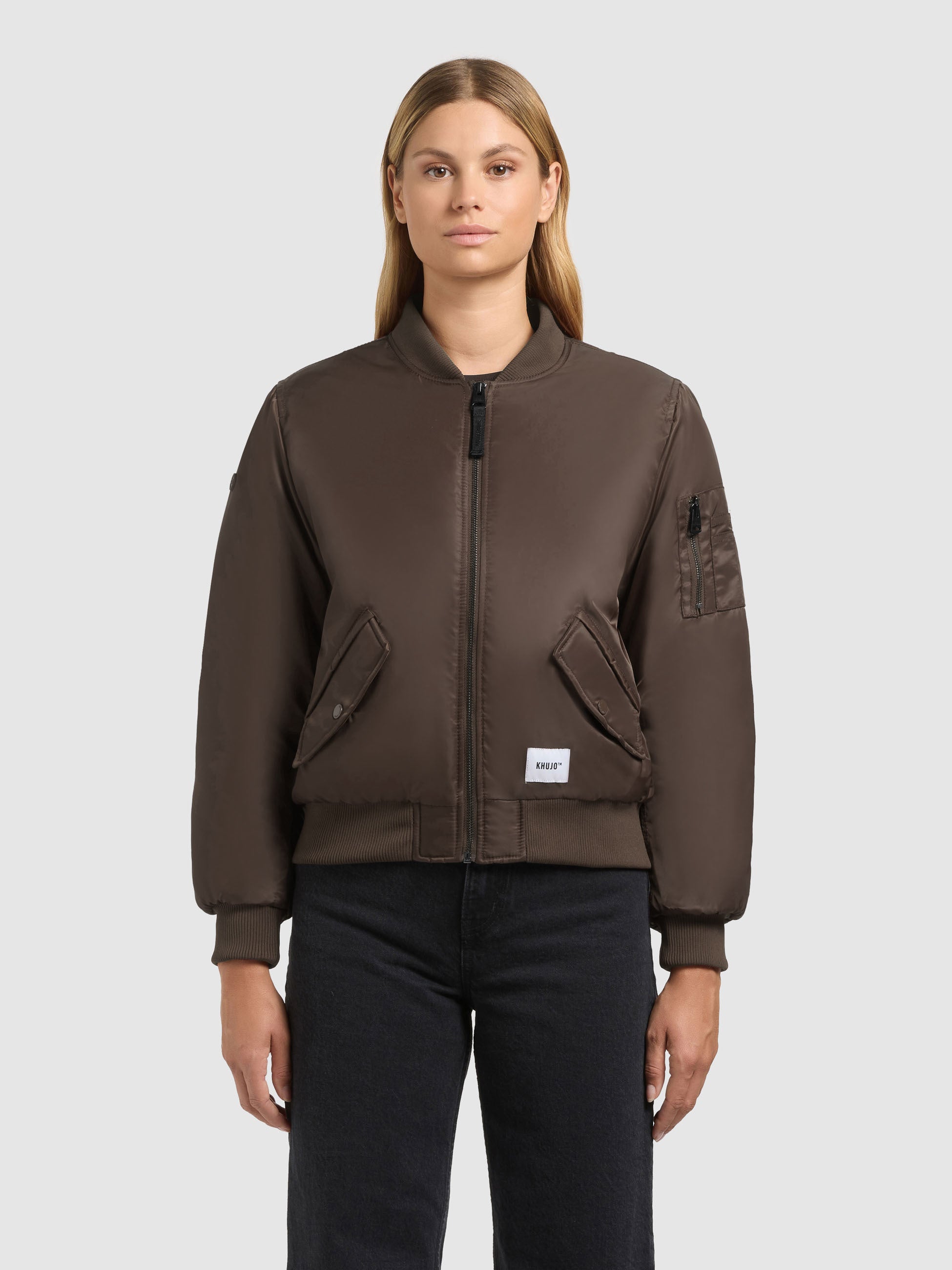 khujo-jacke-kasia-damen-bomberjacke-blouson-potter-brown-loose-fit image 4