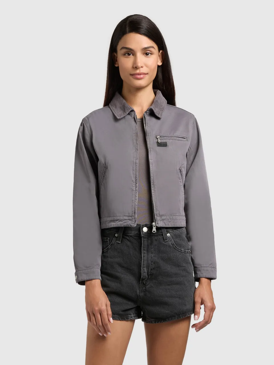 khujo-jacke-georgia-sea-grey-damen-blouson-sommerjacke-cropped image 1