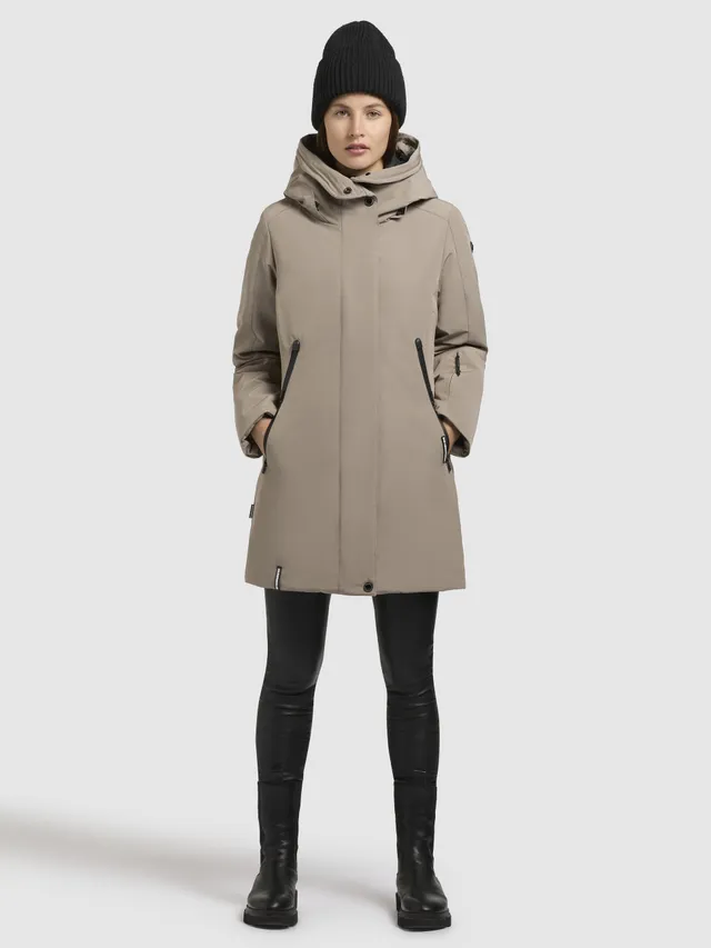 khujo-jacke-viona5-graubeige-gef-tterte-damen-winterjacke-mit-gro-er-kapuze image 1