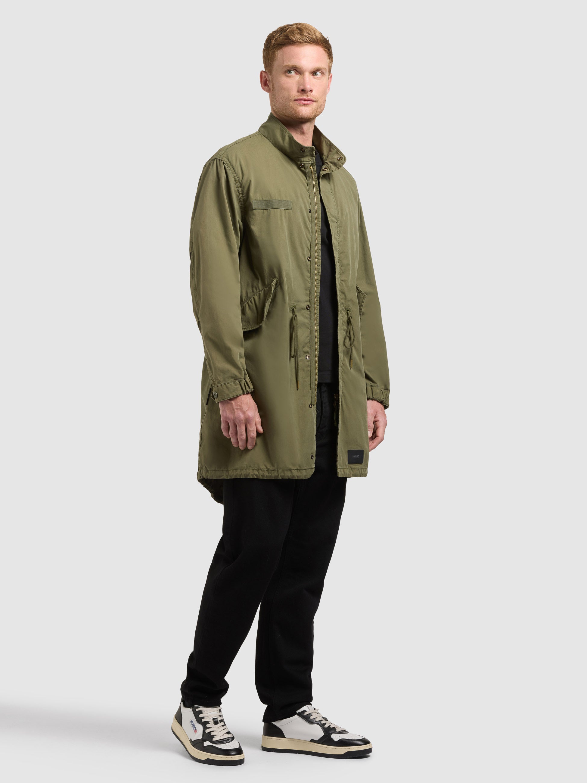 khujo-vito-mantel-olive-langer-sommerparka-herren-military image 6