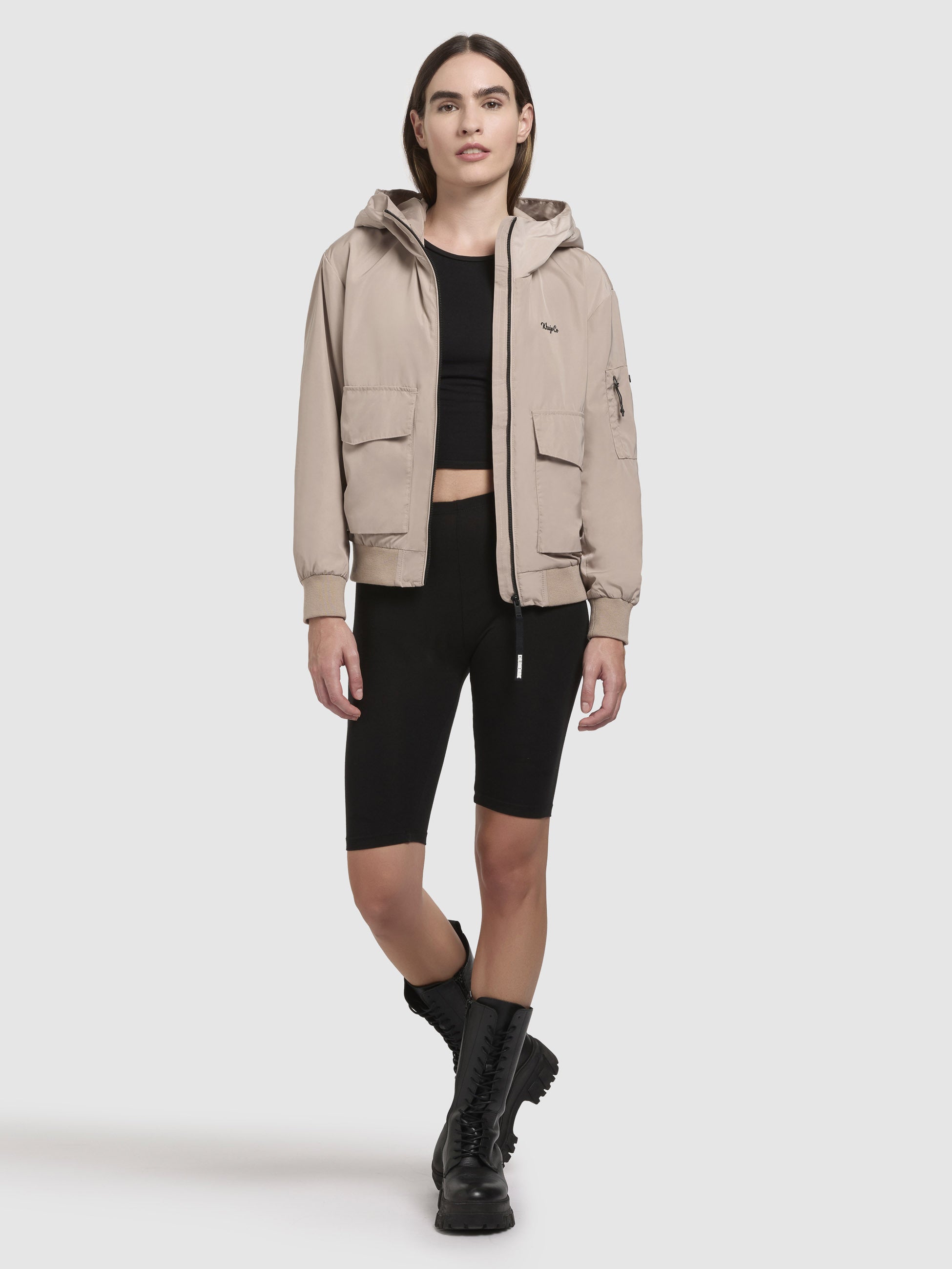 khujo-jacket-anov-beige-blouson-sommerjacke-regular-fit-mit-2-lagen-kapuze image 1