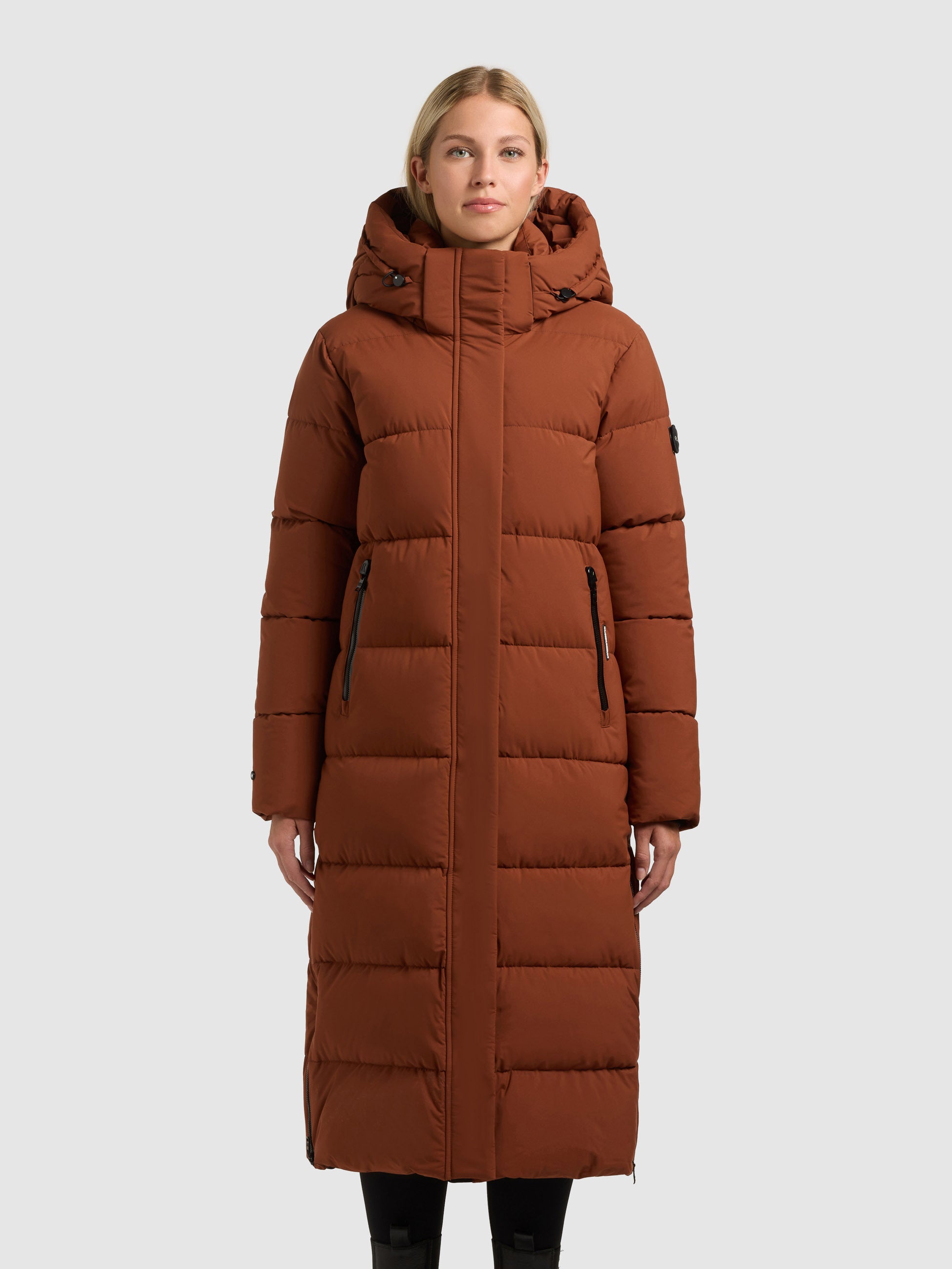 khujo-mantel-dote2-russet-brown-wadenlanger-damen-steppmantel-regular-fit image 4