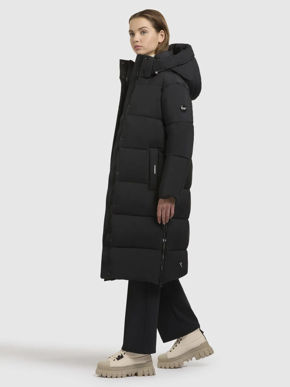 khujo-coat-rachel-matt-black-damen-steppmantel-knielang image 1